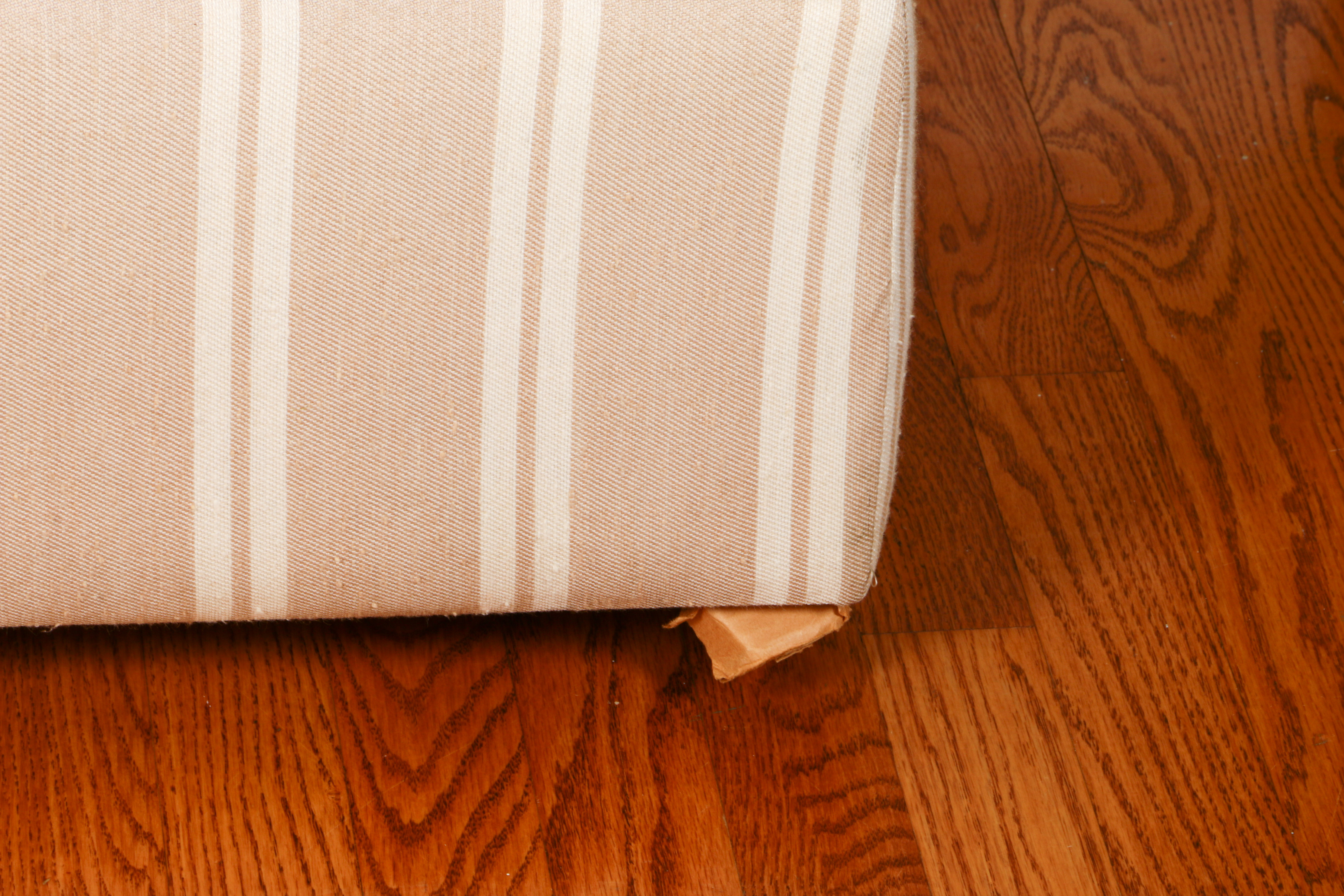 Striped Upholstered Storage Ottoman