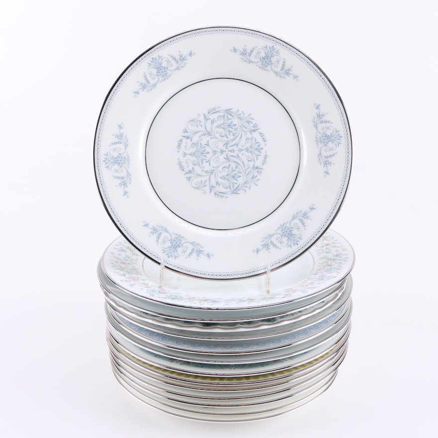 Assorted Silver-Tone Rim China Plates