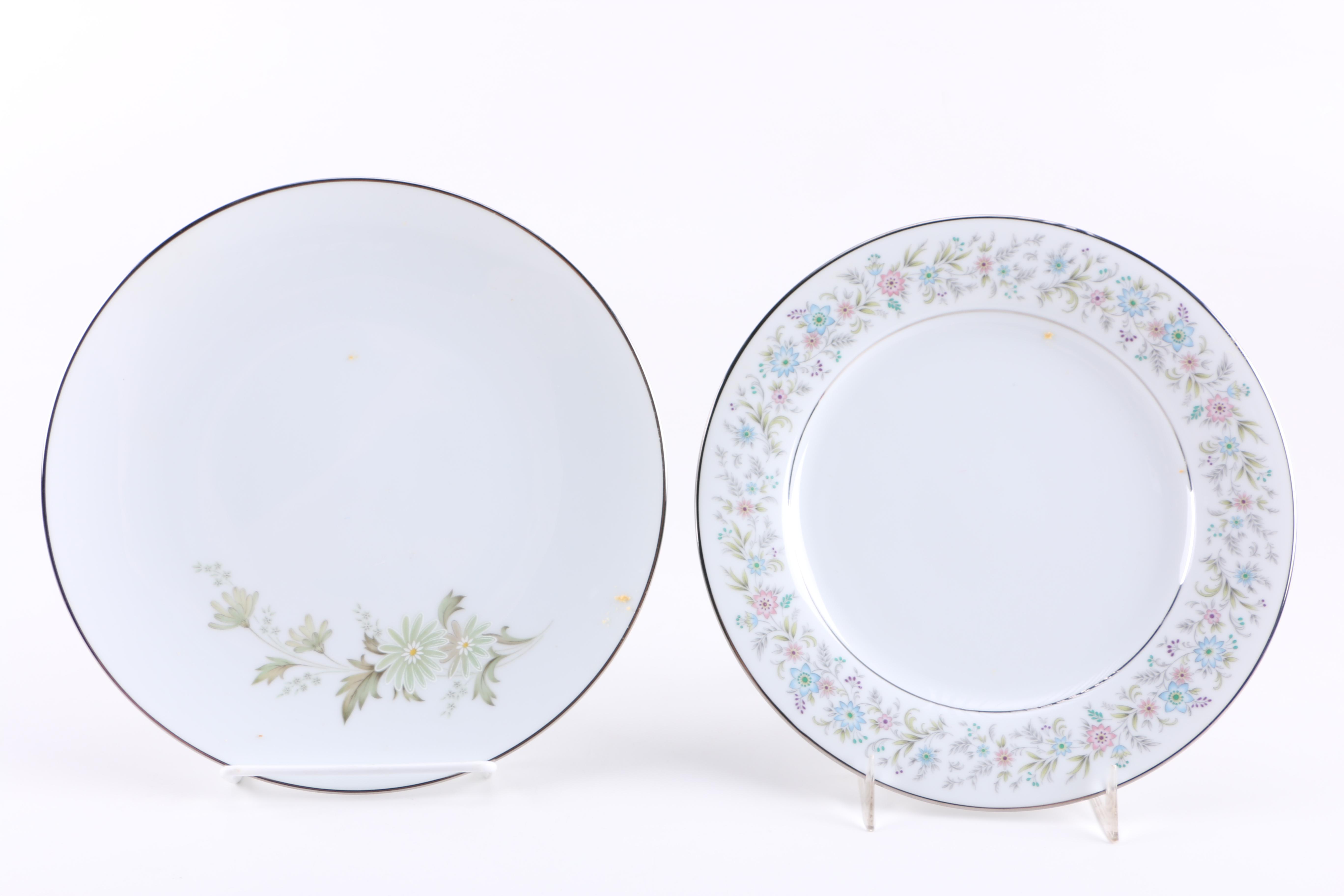 Assorted Silver-Tone Rim China Plates