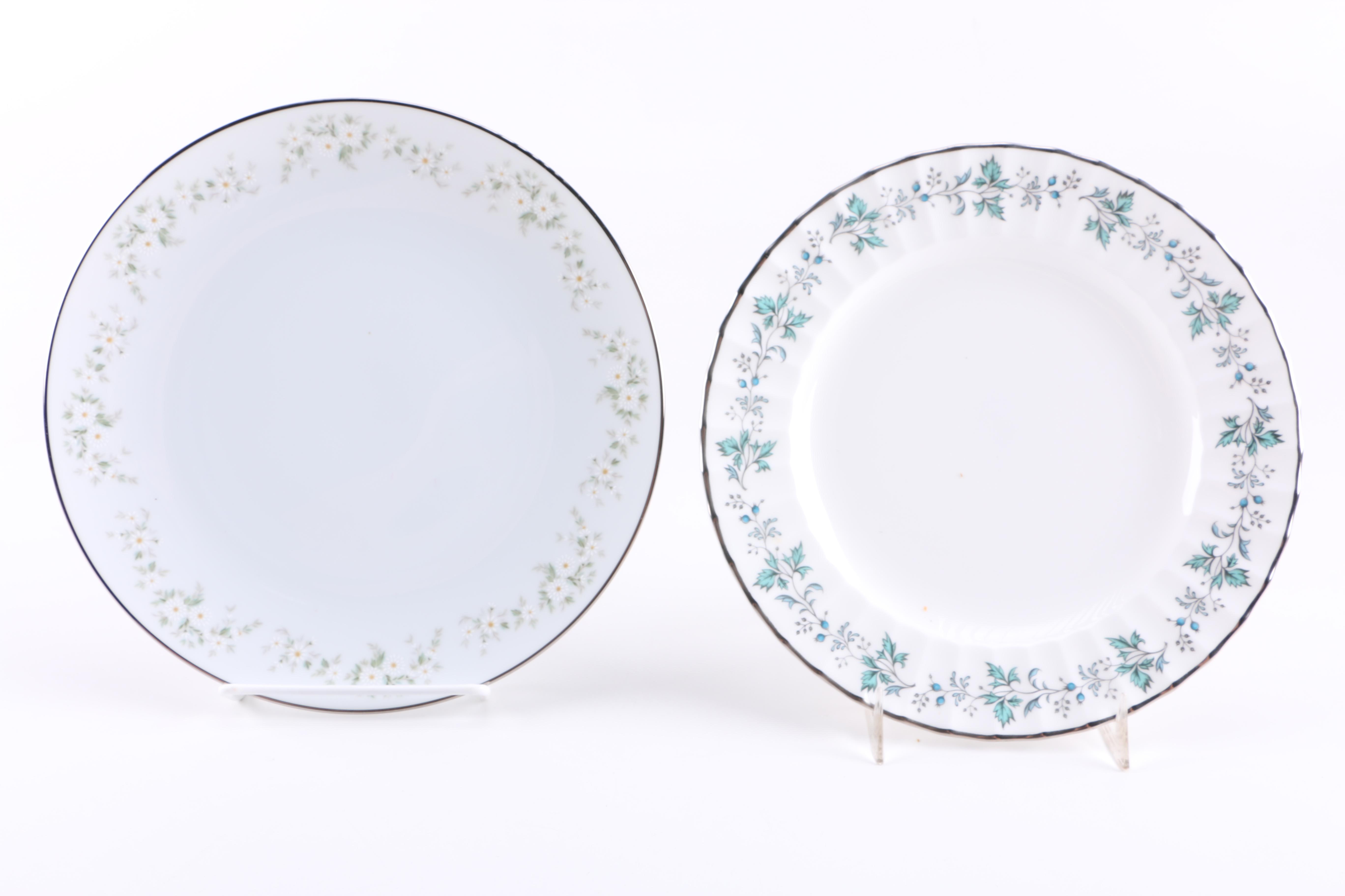 Assorted Silver-Tone Rim China Plates