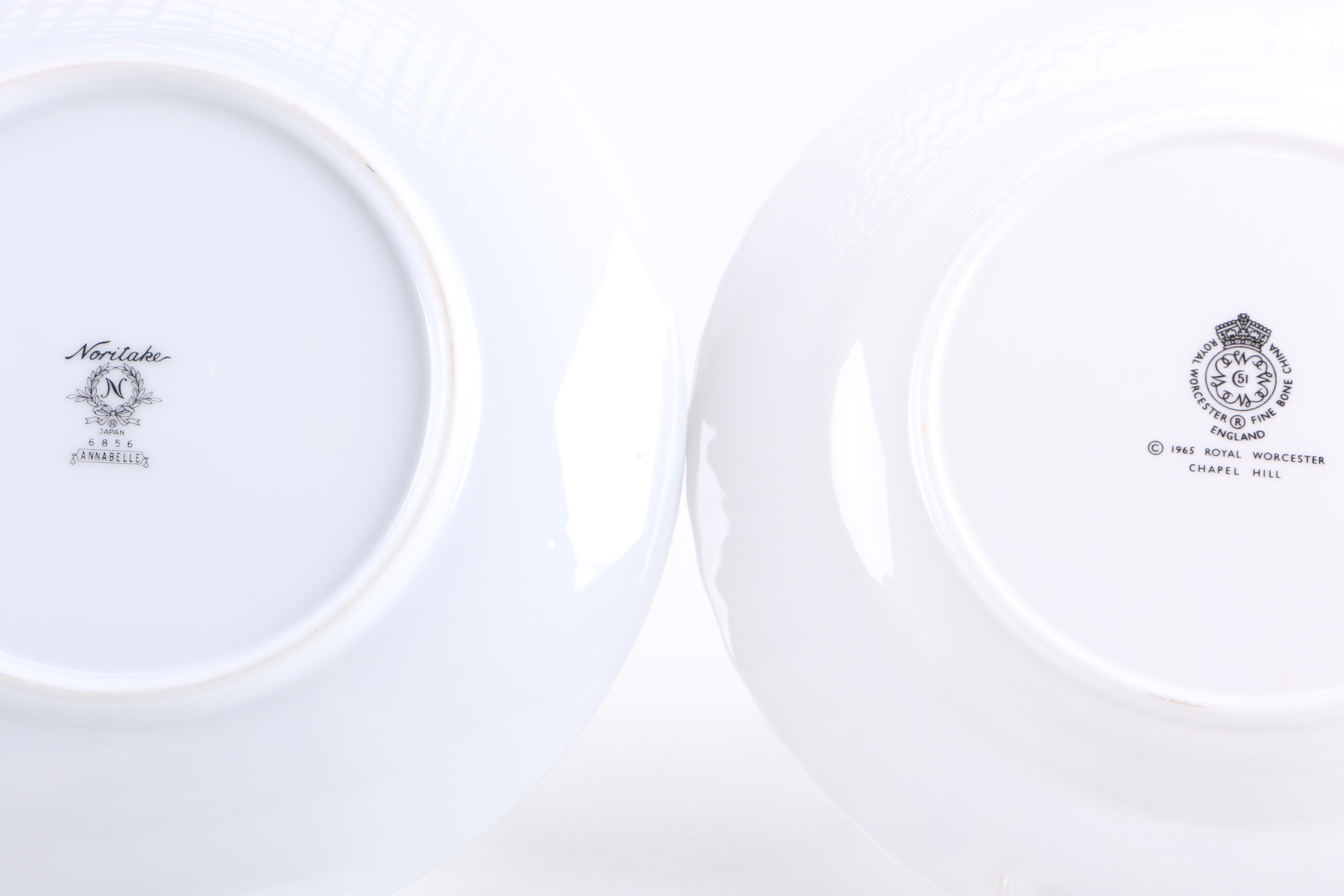 Assorted Silver-Tone Rim China Plates