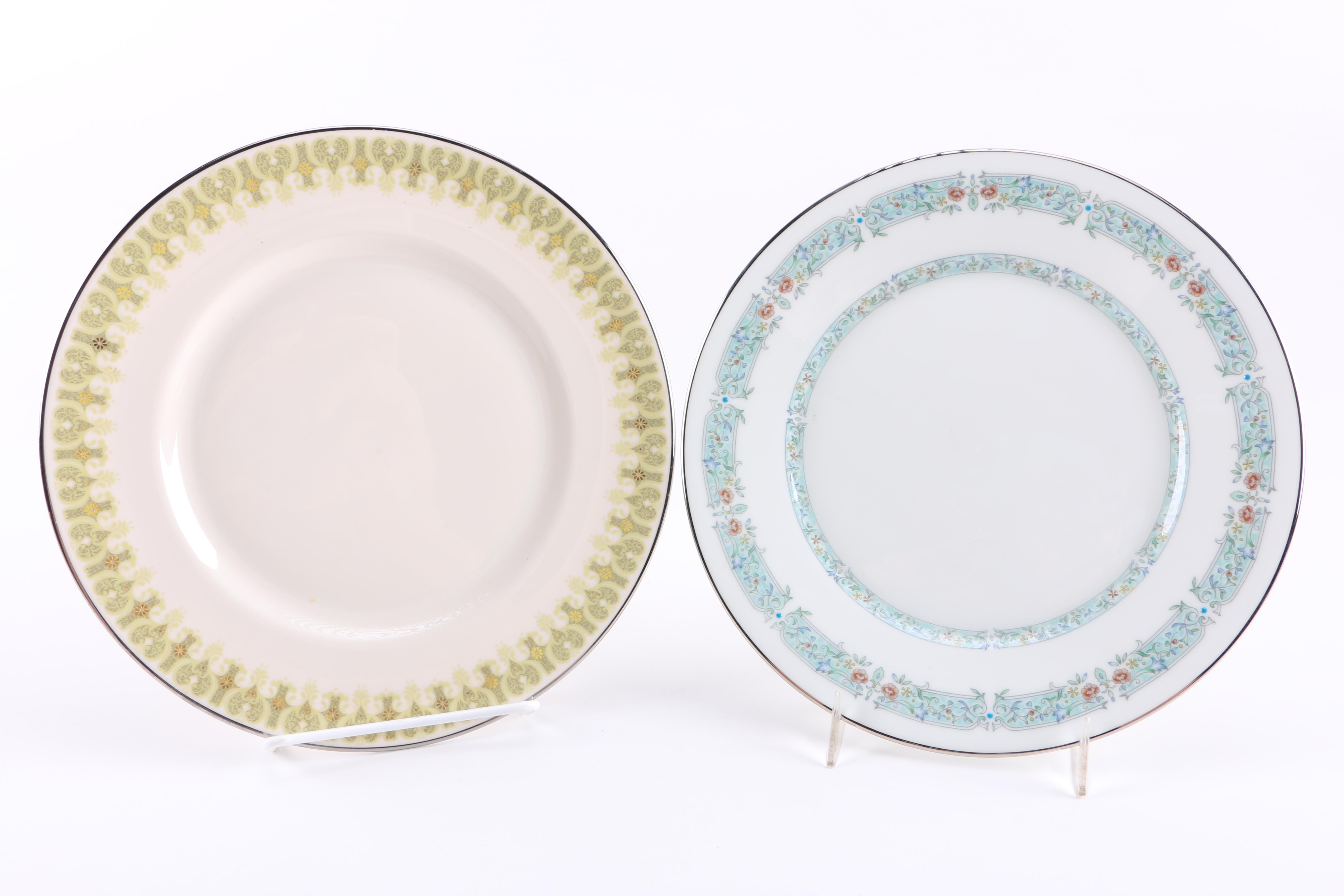 Assorted Silver-Tone Rim China Plates