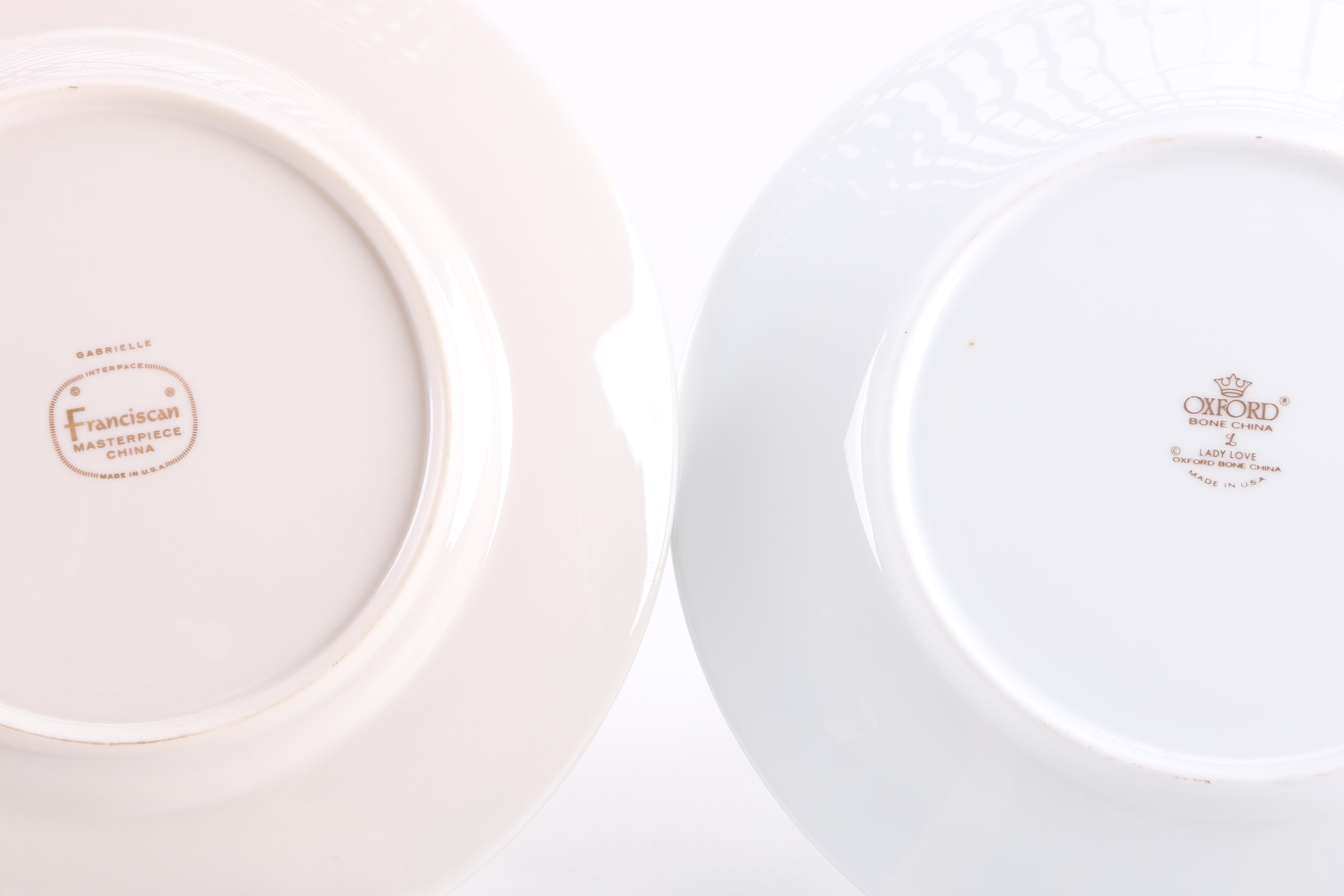 Assorted Silver-Tone Rim China Plates