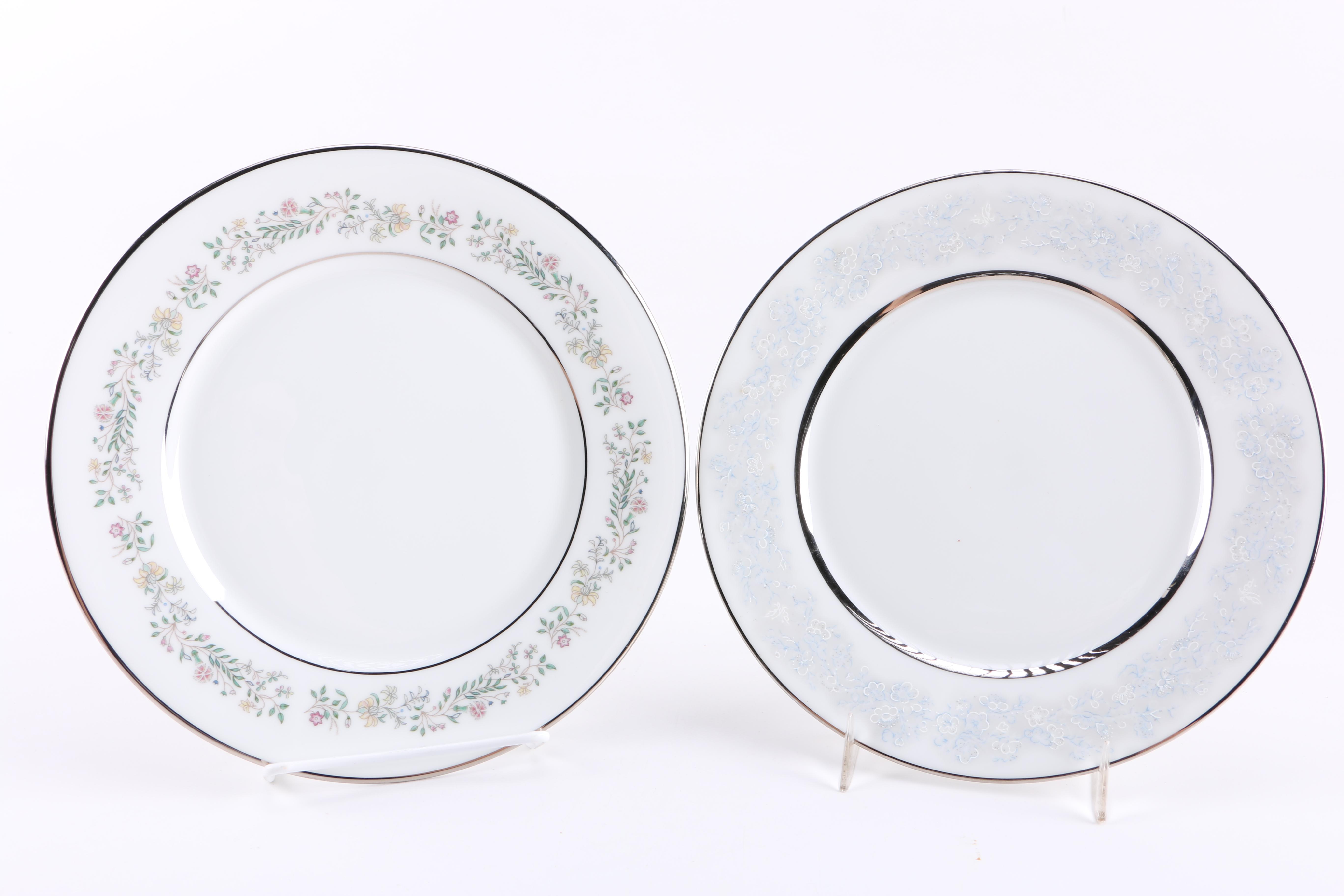Assorted Silver-Tone Rim China Plates