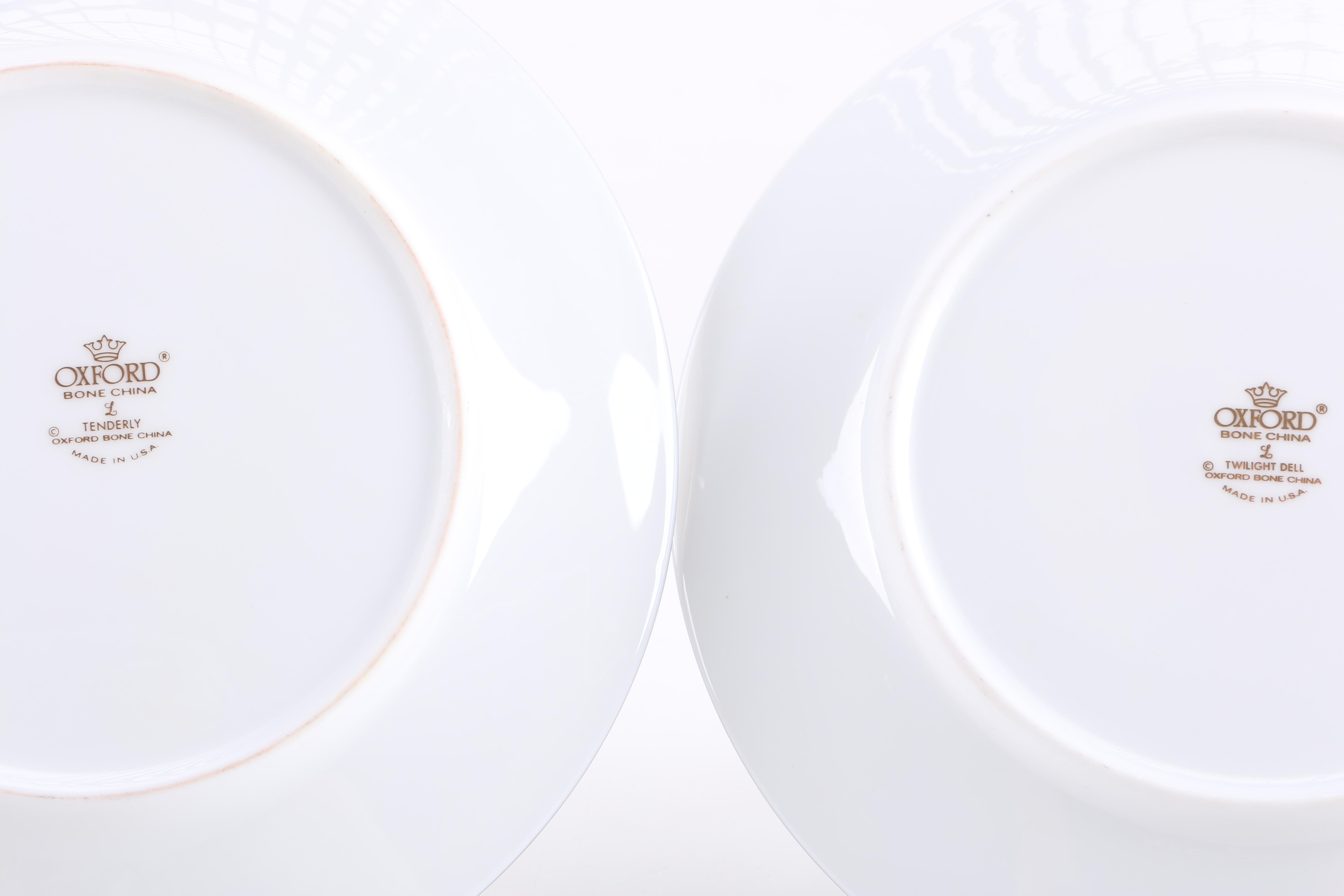 Assorted Silver-Tone Rim China Plates