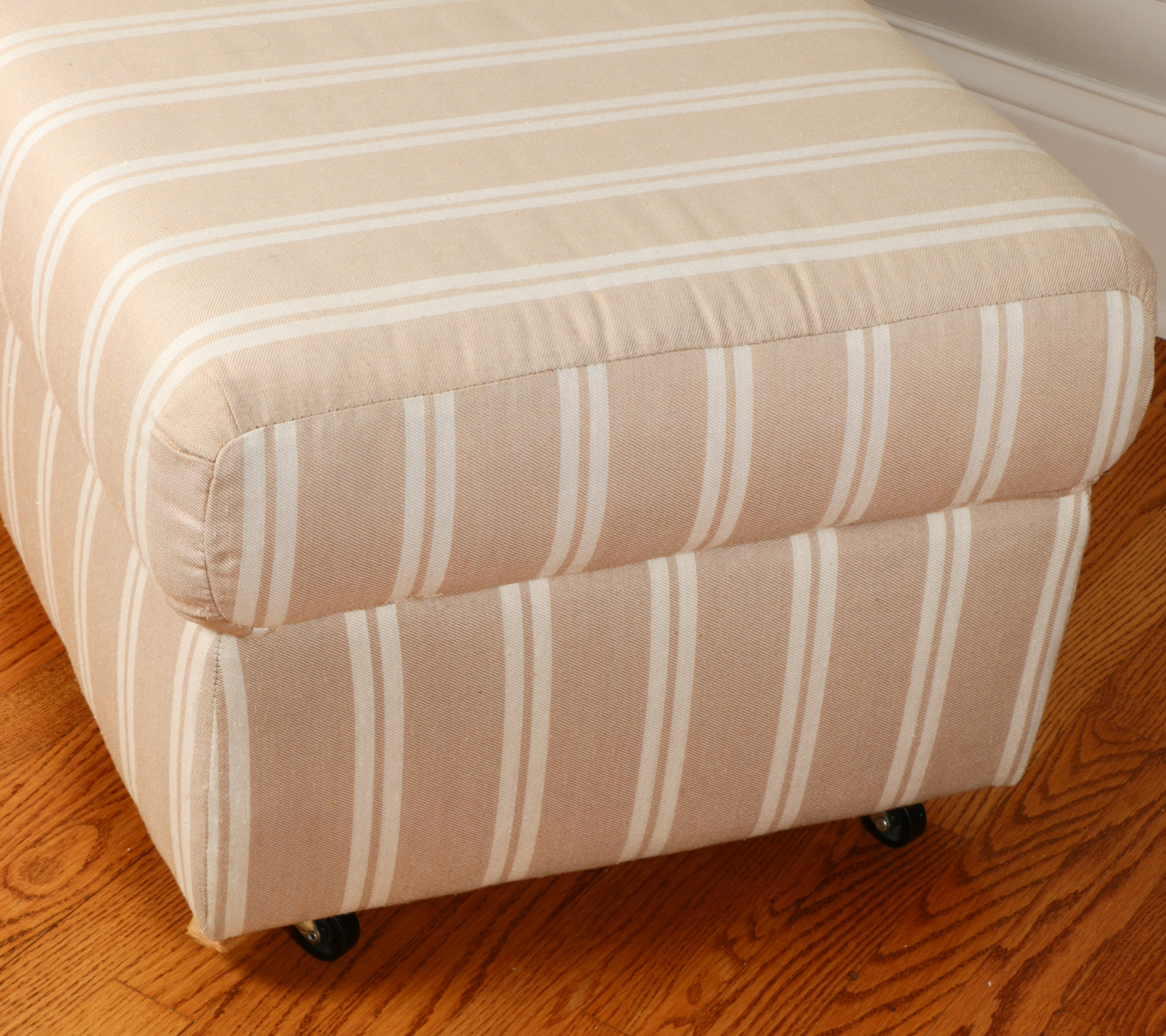 Striped Upholstered Storage Ottoman