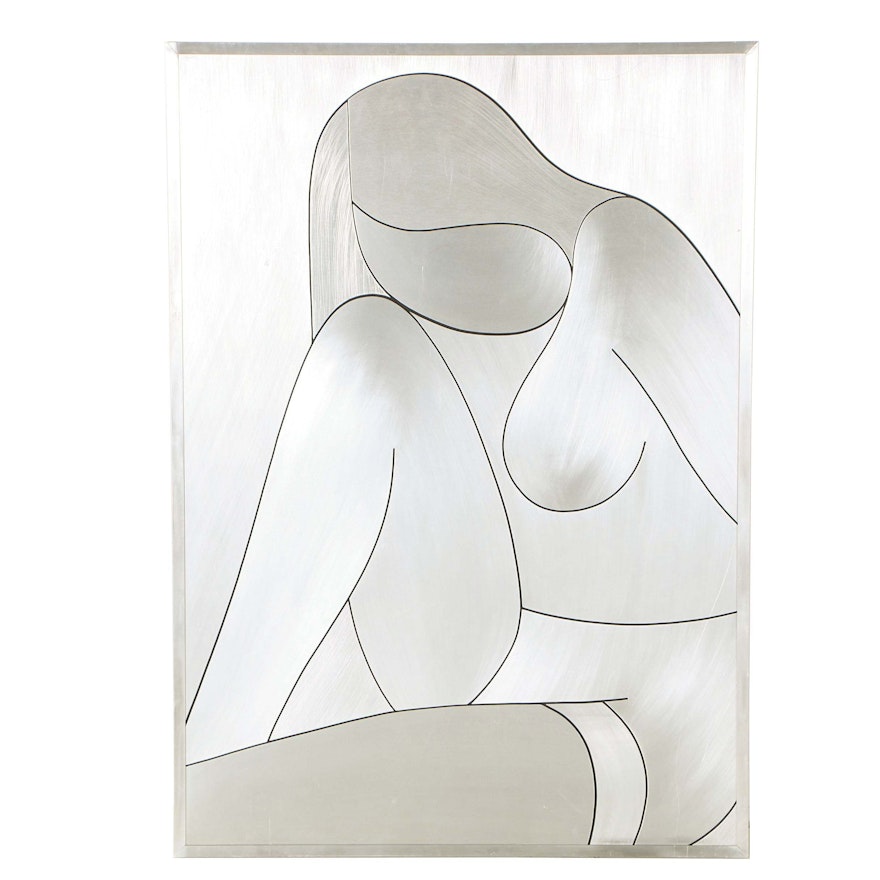 Silver Tone Metal Wall Decor of Abstract Female Figure