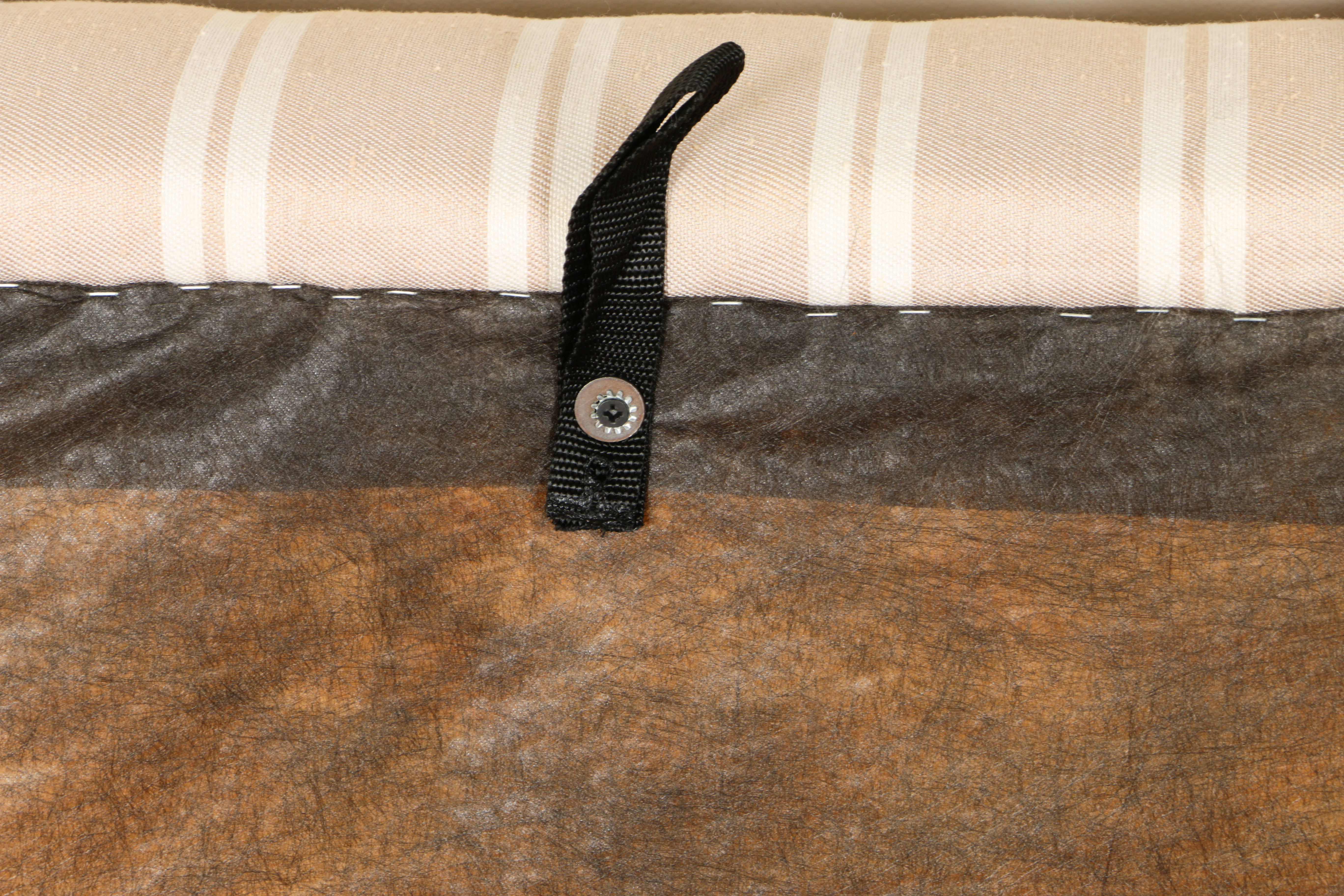 Striped Upholstered Storage Ottoman