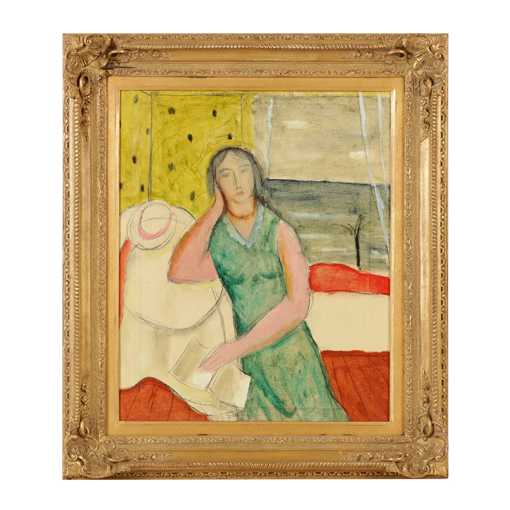 Edgar Yaegar Oil Painting on Canvas "Girl Reading Book"