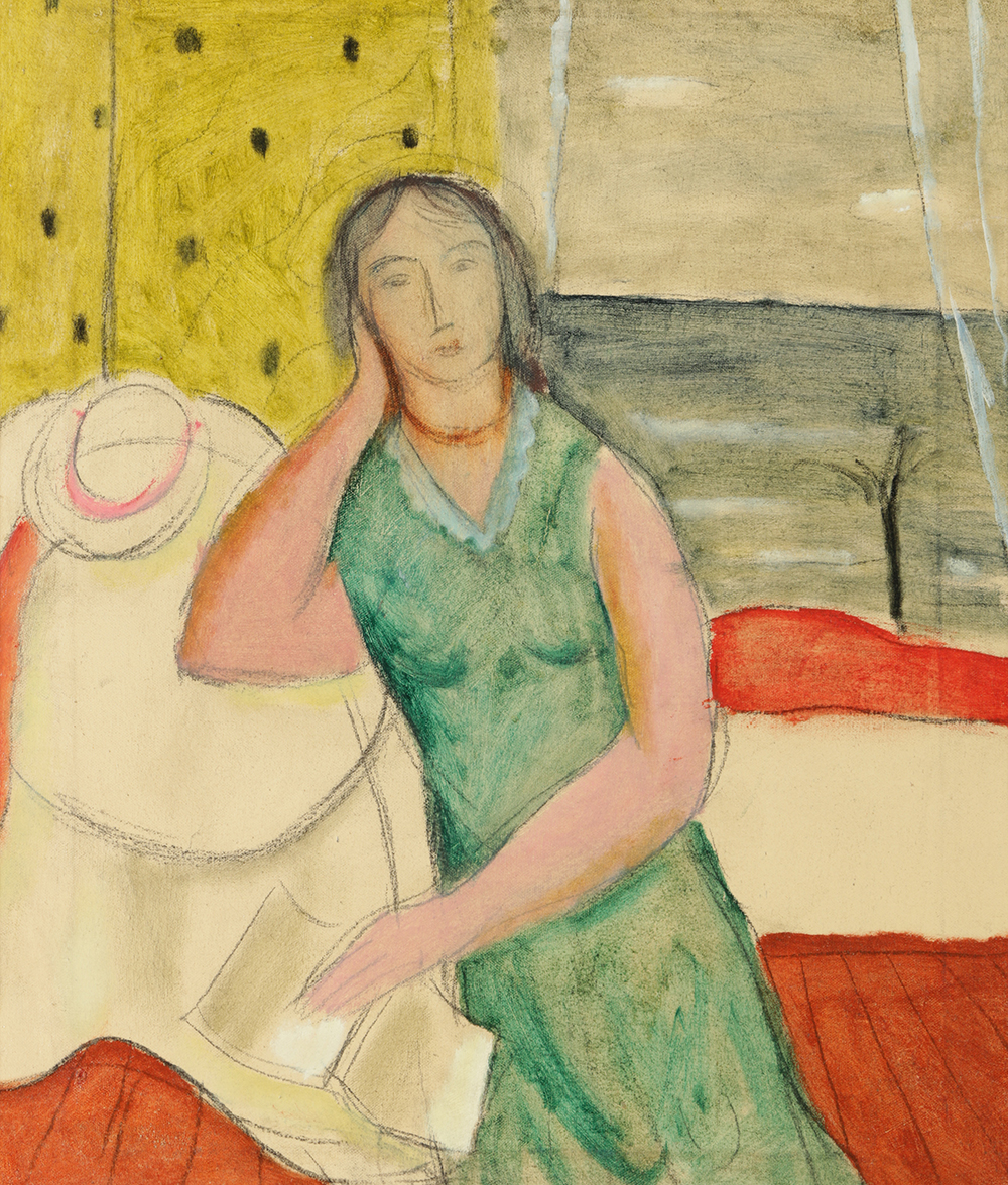 Edgar Yaegar Oil Painting on Canvas "Girl Reading Book"