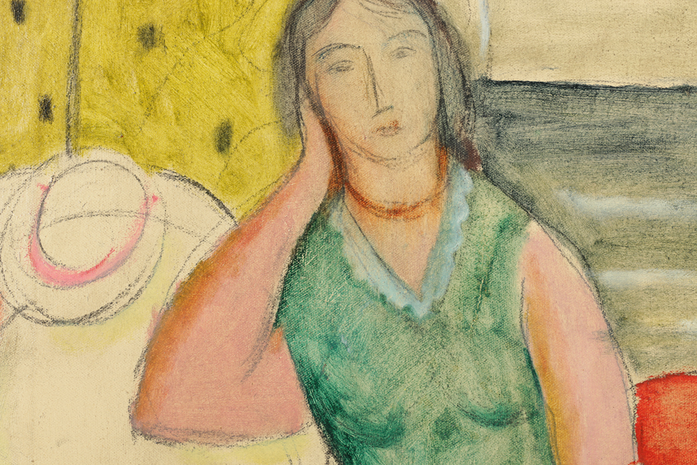 Edgar Yaegar Oil Painting on Canvas "Girl Reading Book"