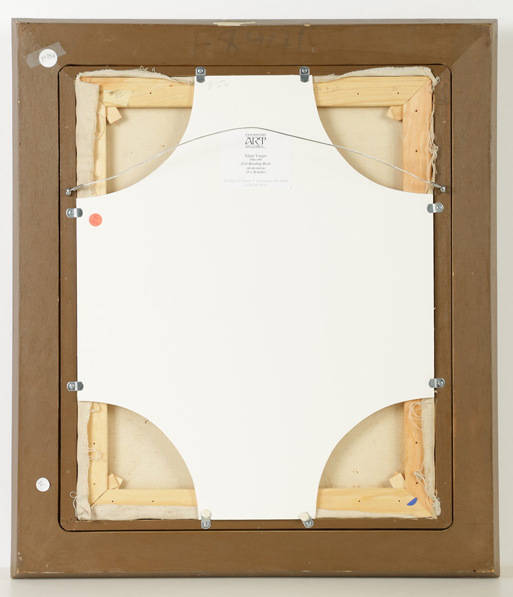 Edgar Yaegar Oil Painting on Canvas "Girl Reading Book"