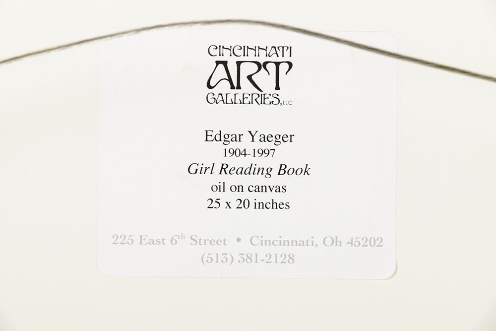 Edgar Yaegar Oil Painting on Canvas "Girl Reading Book"