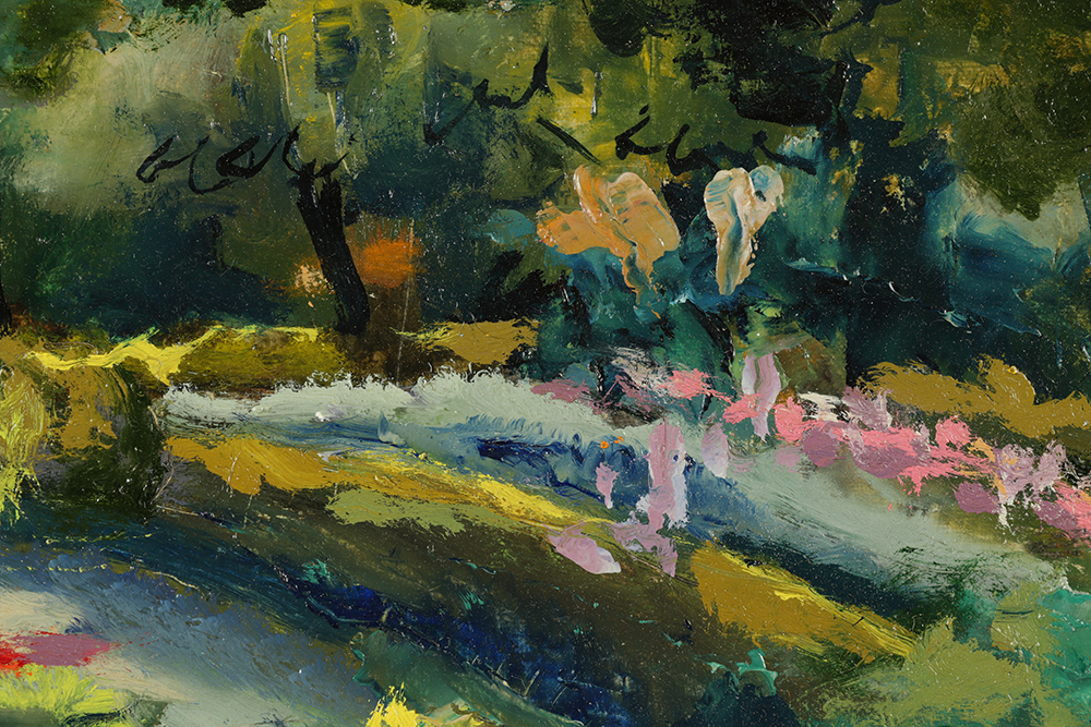 Edgar Yaeger Oil Painting on Canvas "Garden Grosse Pte. War Memor