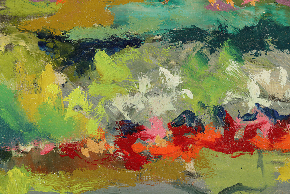 Edgar Yaeger Oil Painting on Canvas "Garden Grosse Pte. War Memor