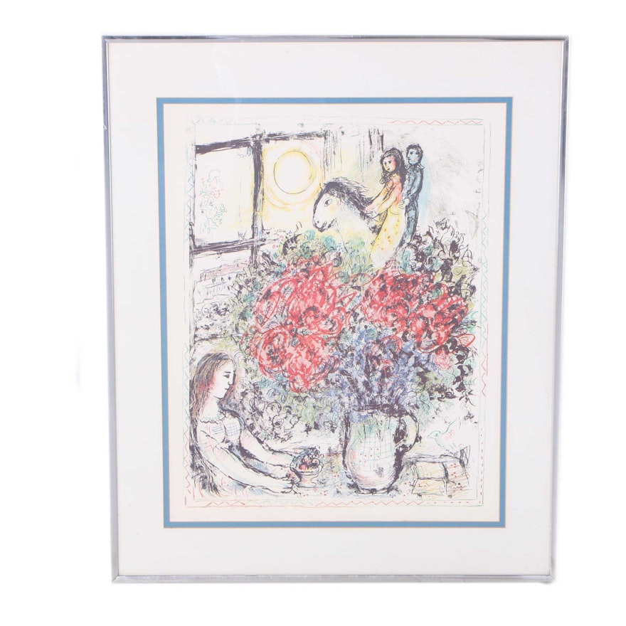 Offset Lithograph after Marc Chagall "La Chevauchee"