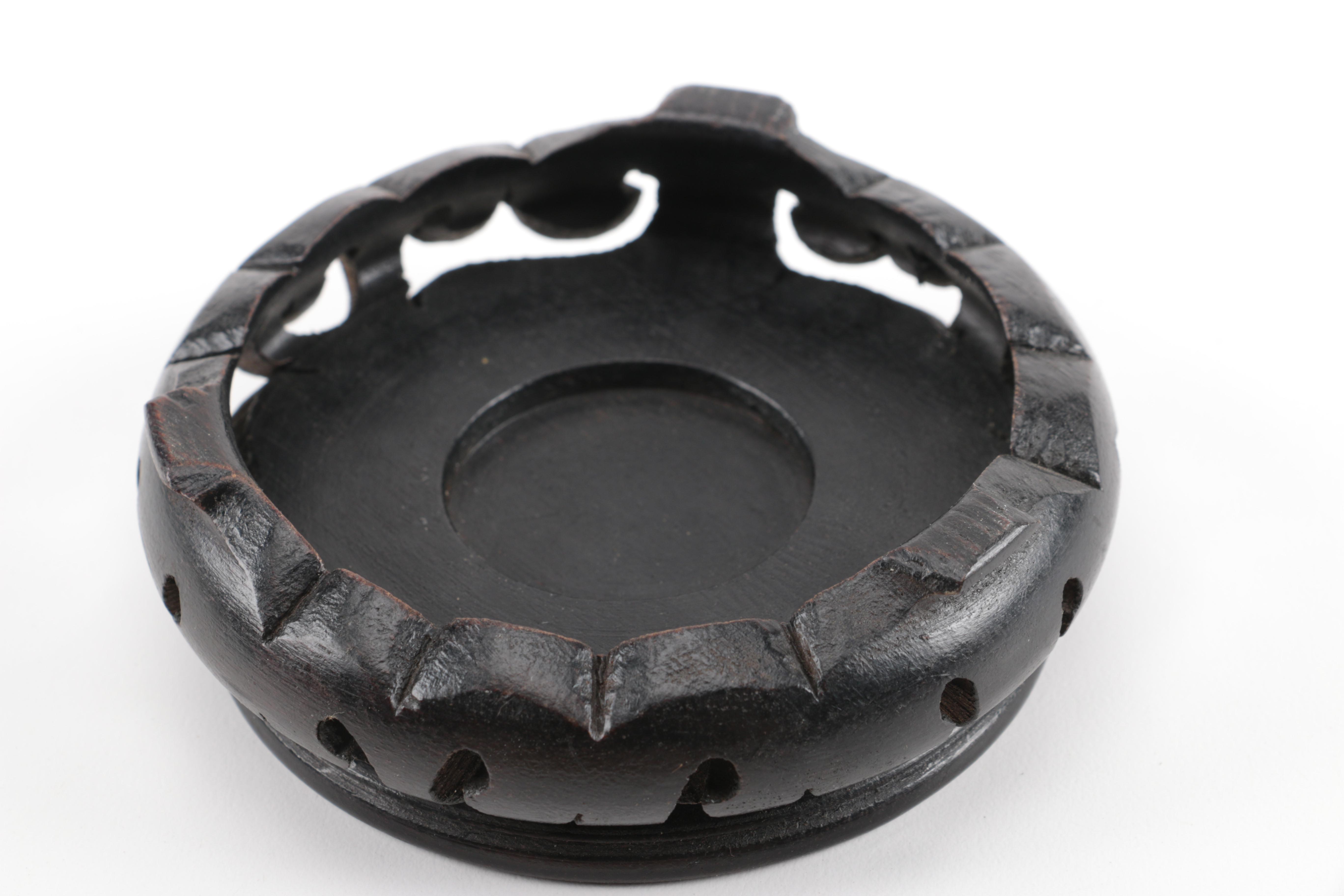 Wedgwood Black Bowl Signed by Sir John Wedgwood With Wooden Base