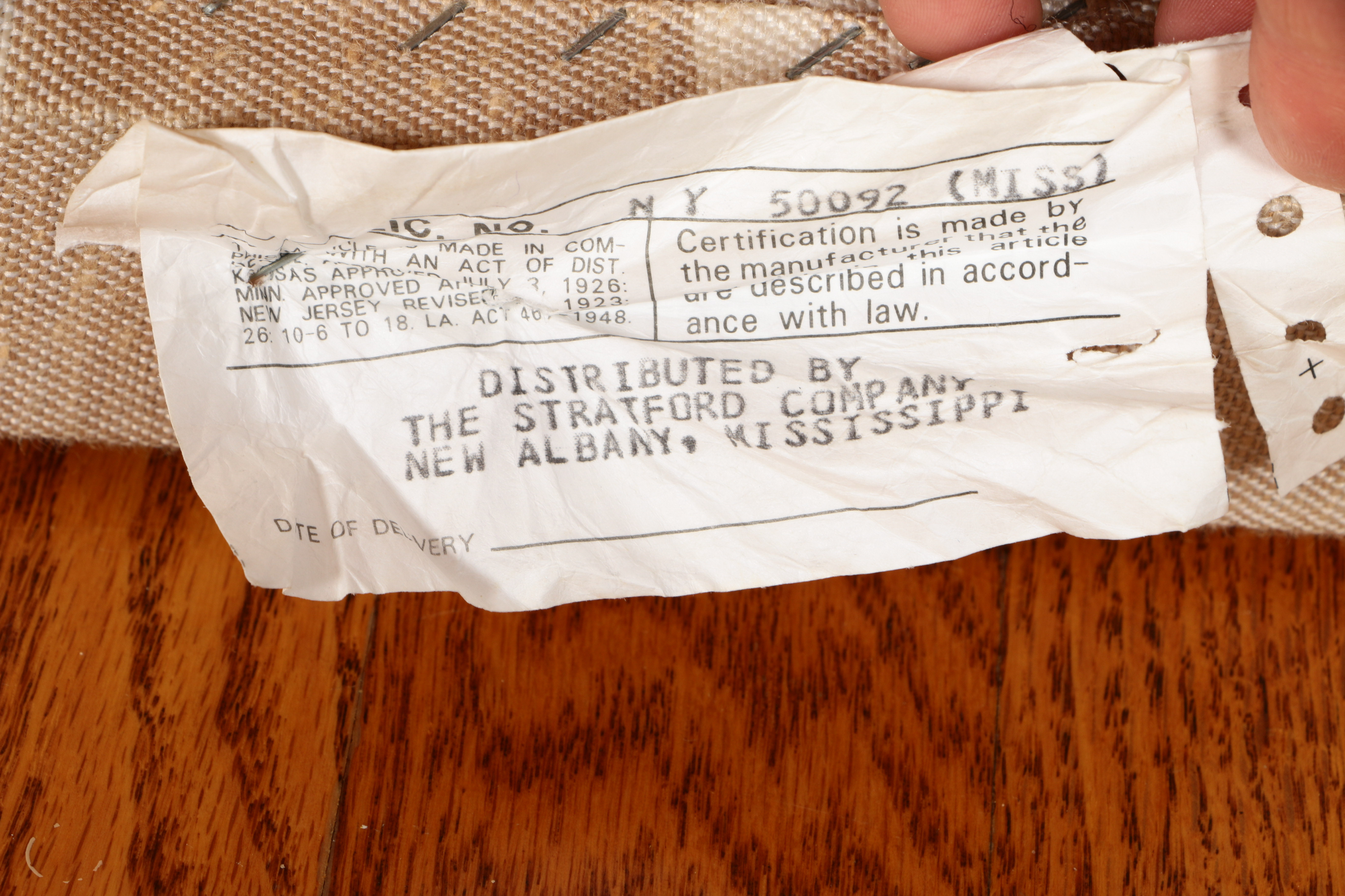 Striped Upholstered Storage Ottoman