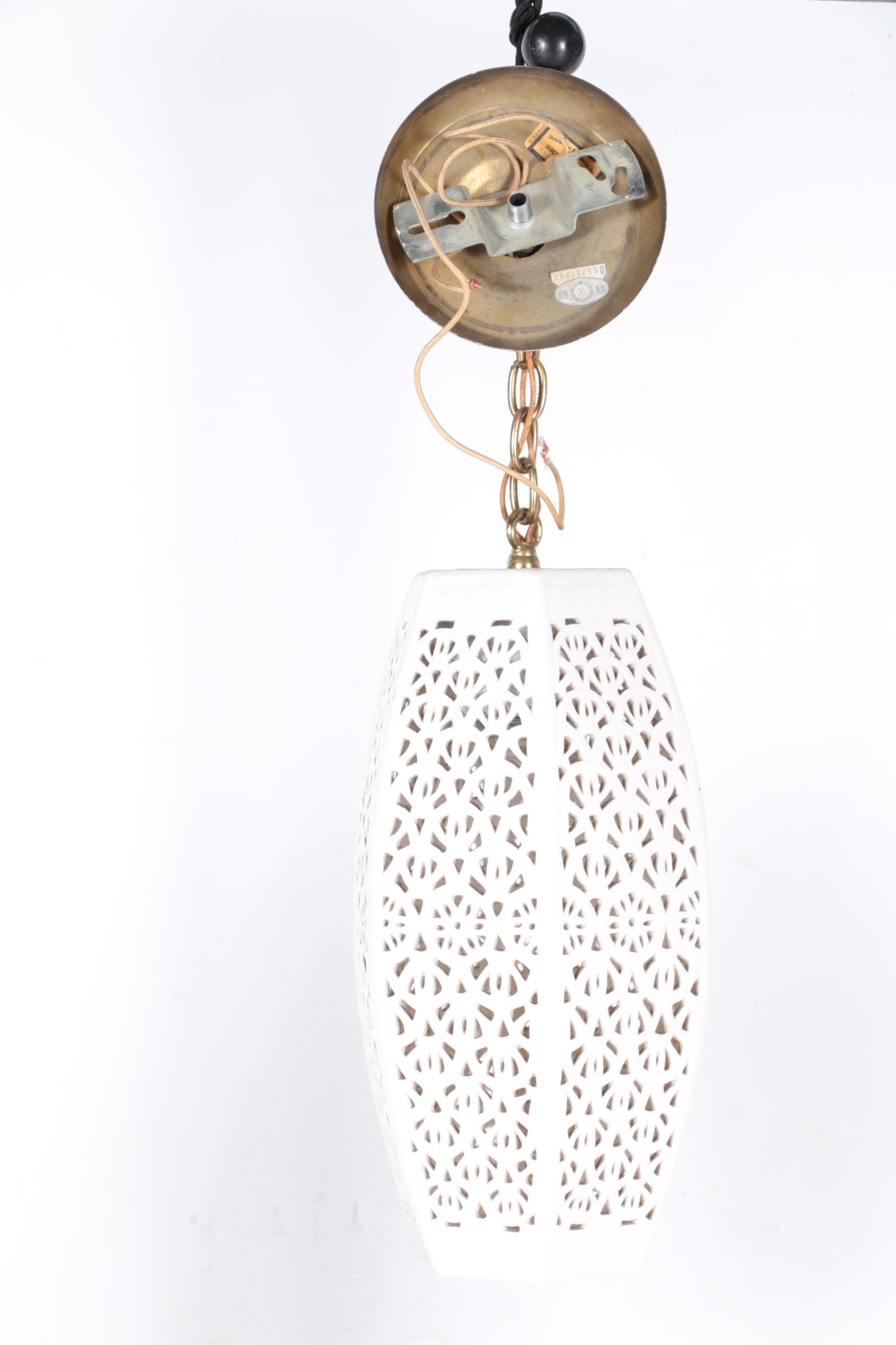 White Reticulated Ceramic Pendant Light Set