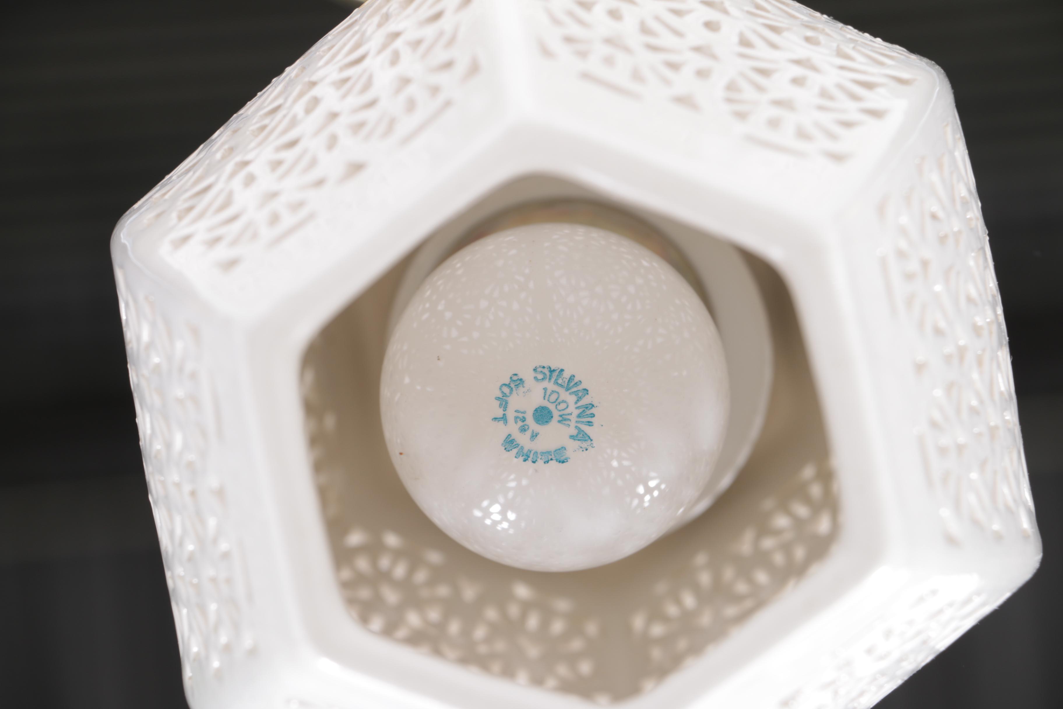 White Reticulated Ceramic Pendant Light Set