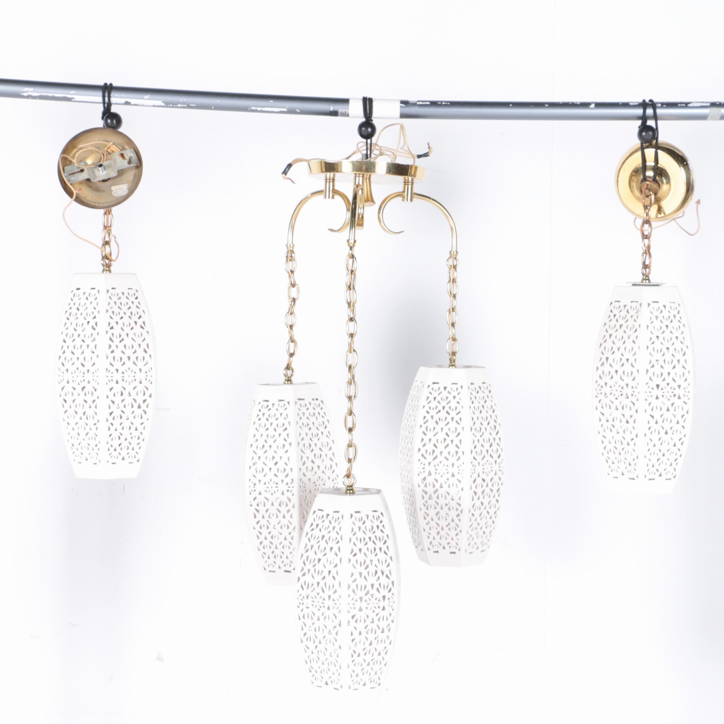 White Reticulated Ceramic Pendant Light Set