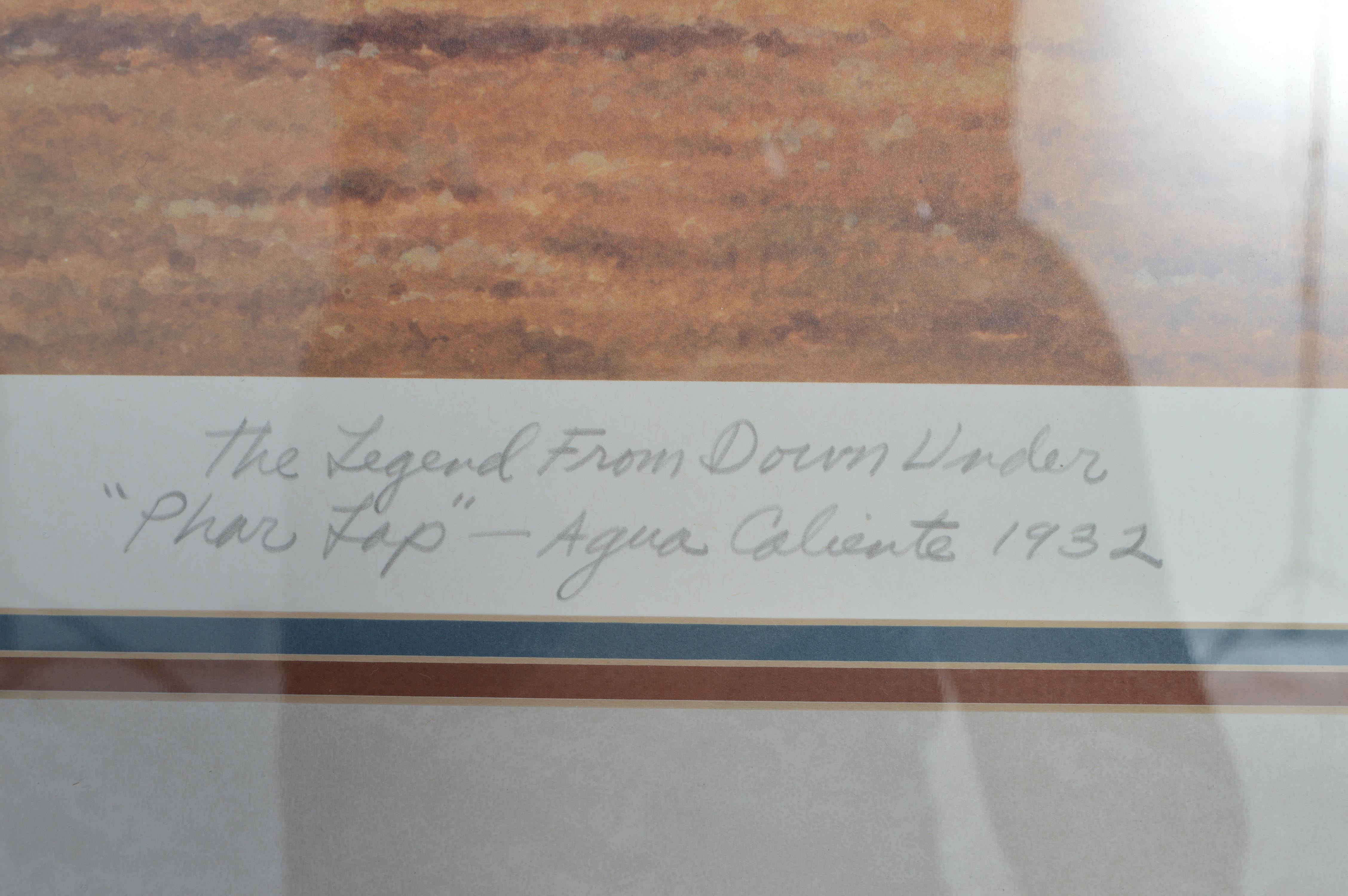 Fred Stone Framed Limited Edition Offset Lithograph "The Legend From Down Under Phar Lap"