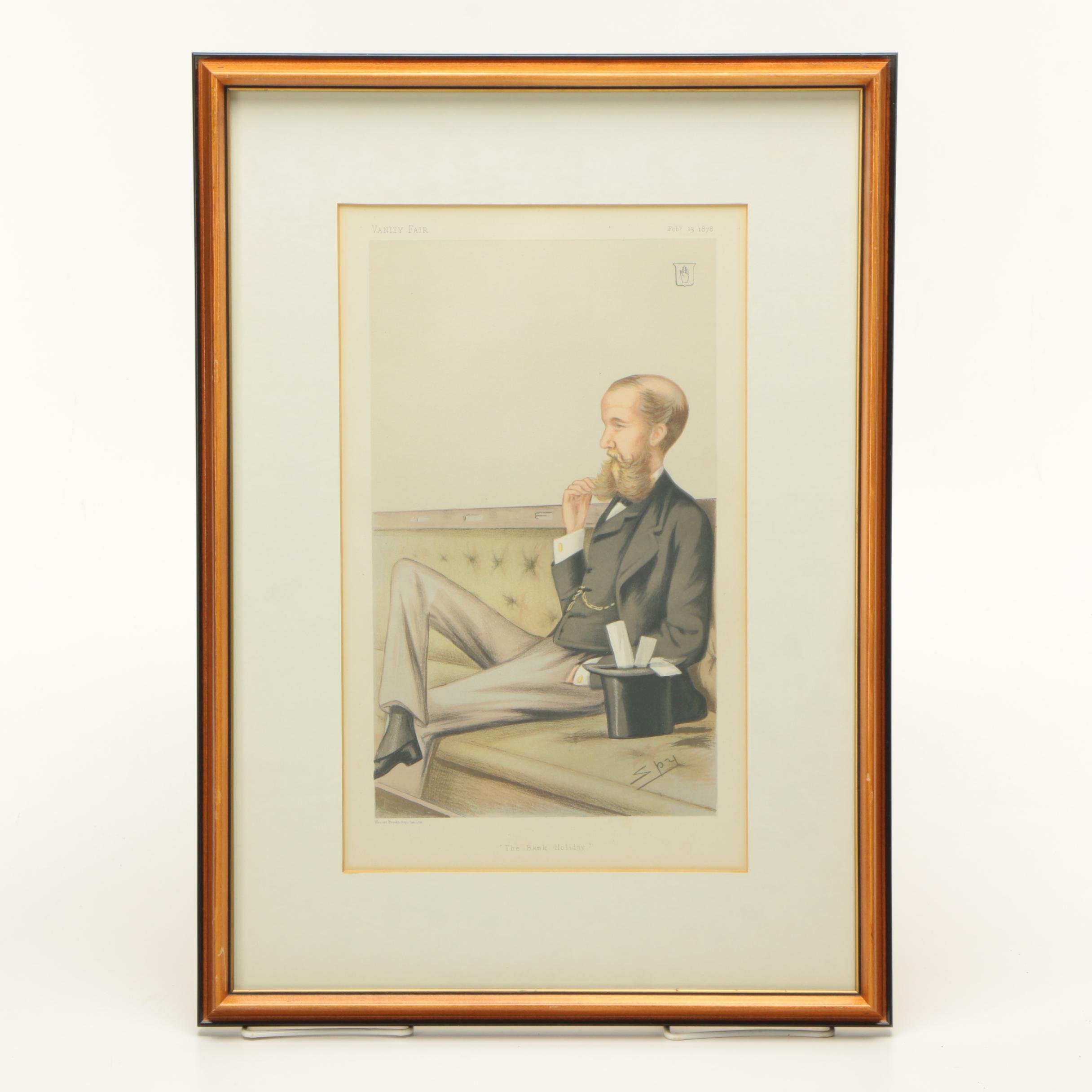 Antique Vanity Fair Spy Cartoon Lithograph on Paper "The Bank Holiday"