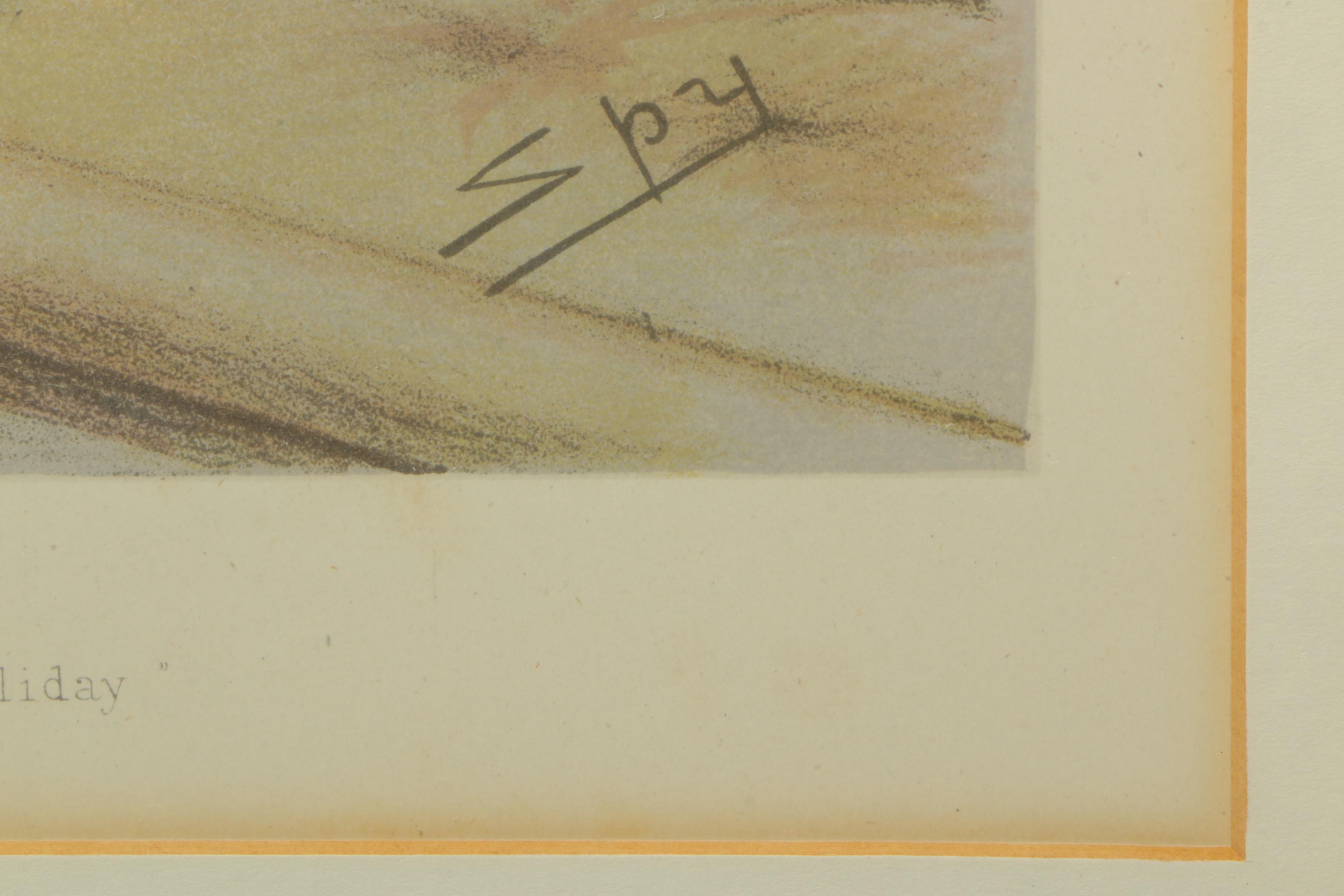 Antique Vanity Fair Spy Cartoon Lithograph on Paper "The Bank Holiday"