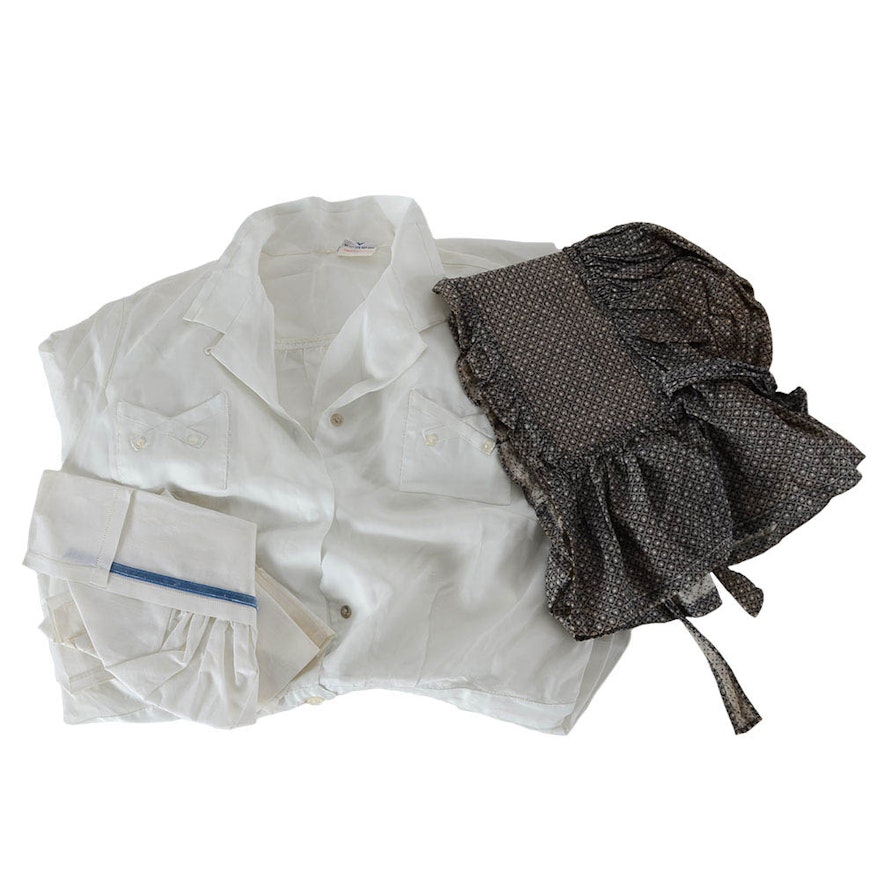 Vintage Nurse Uniform and Printed Cotton Bonnet