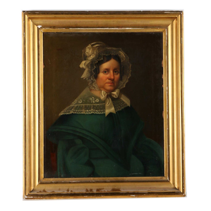 Late 19th Century Oil Portrait on Canvas of Marilla Pratt