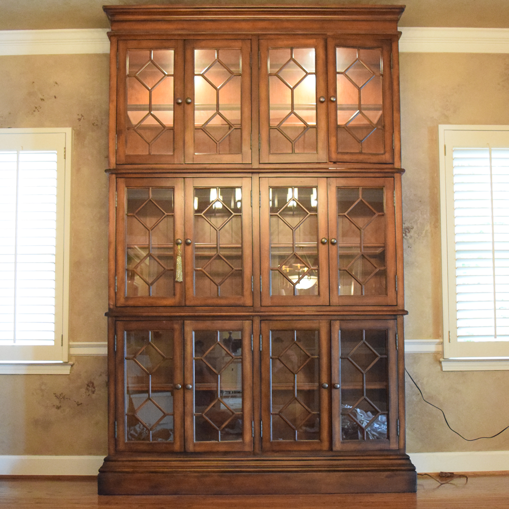 Tall Glass Front Lighted China Cabinet
