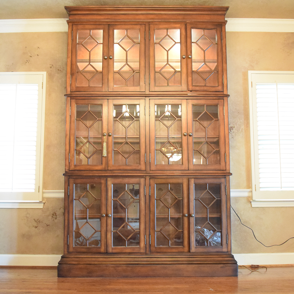Tall Glass Front Lighted China Cabinet