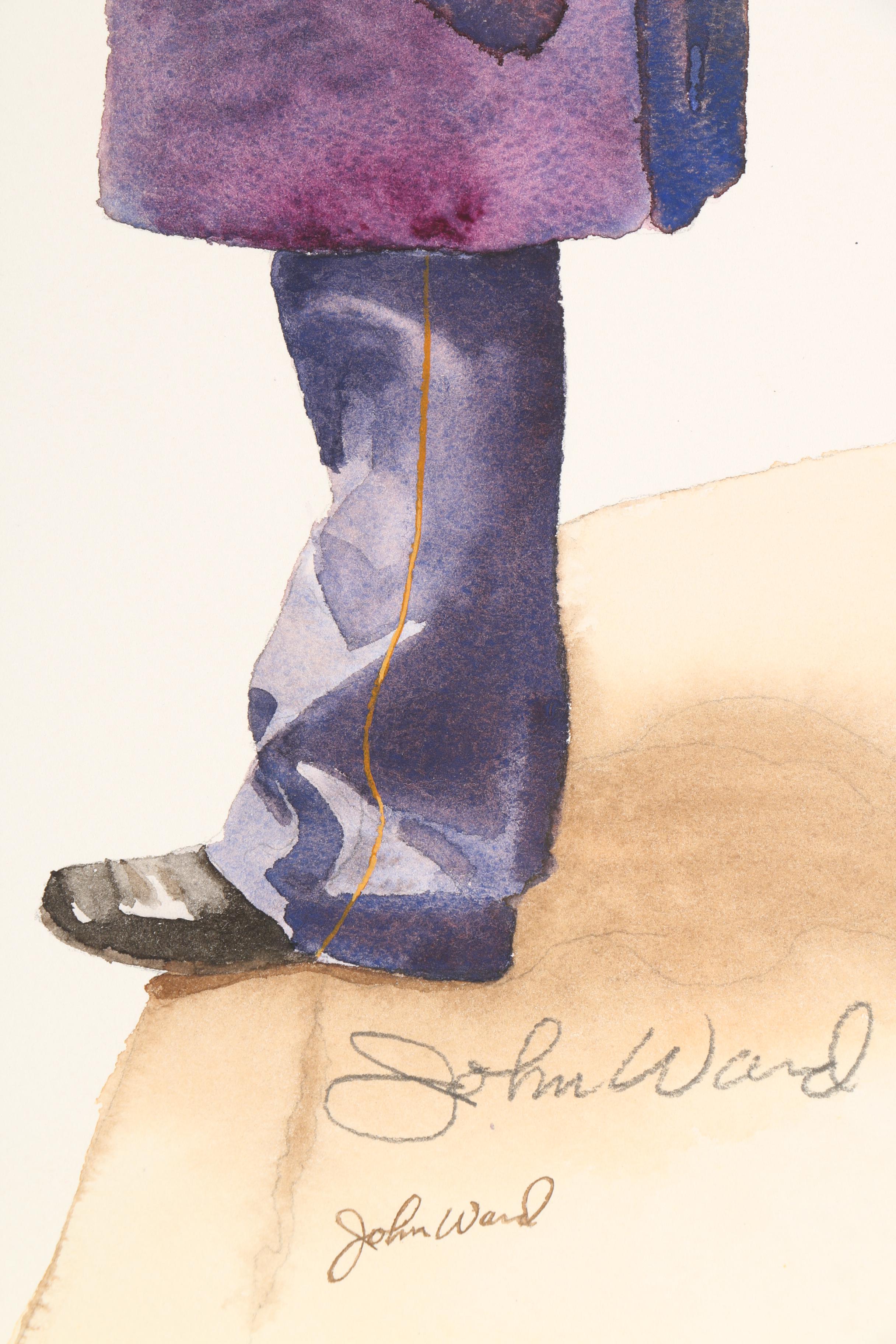 John Ward Watercolor of a Police Officer