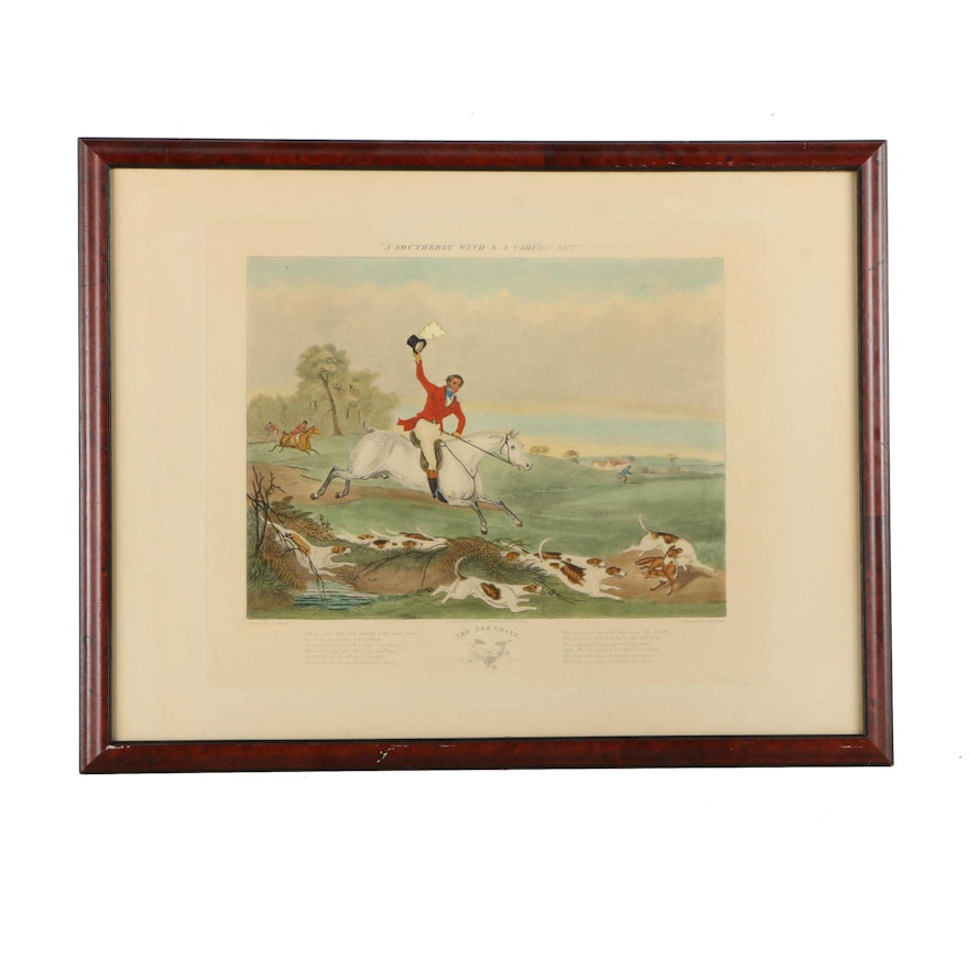 Hand-Colored Engraving After F. C. Turner "The Fox Hunt"