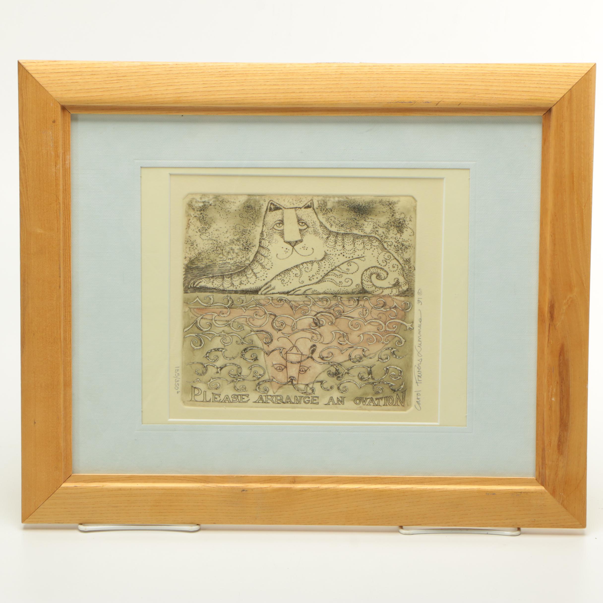 Carol Travers Lummus Limited Edition Etching "Please Arrange an Ovation"