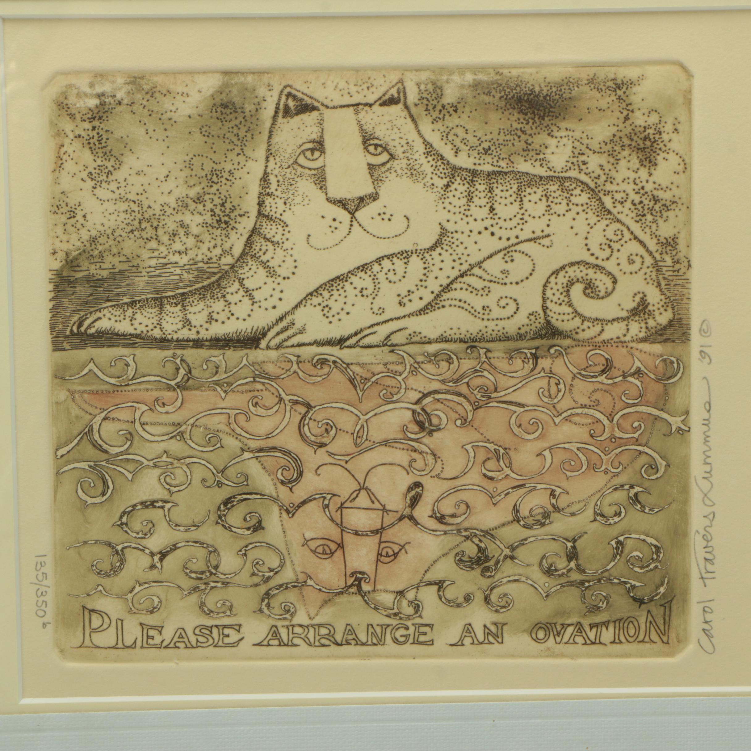Carol Travers Lummus Limited Edition Etching "Please Arrange an Ovation"