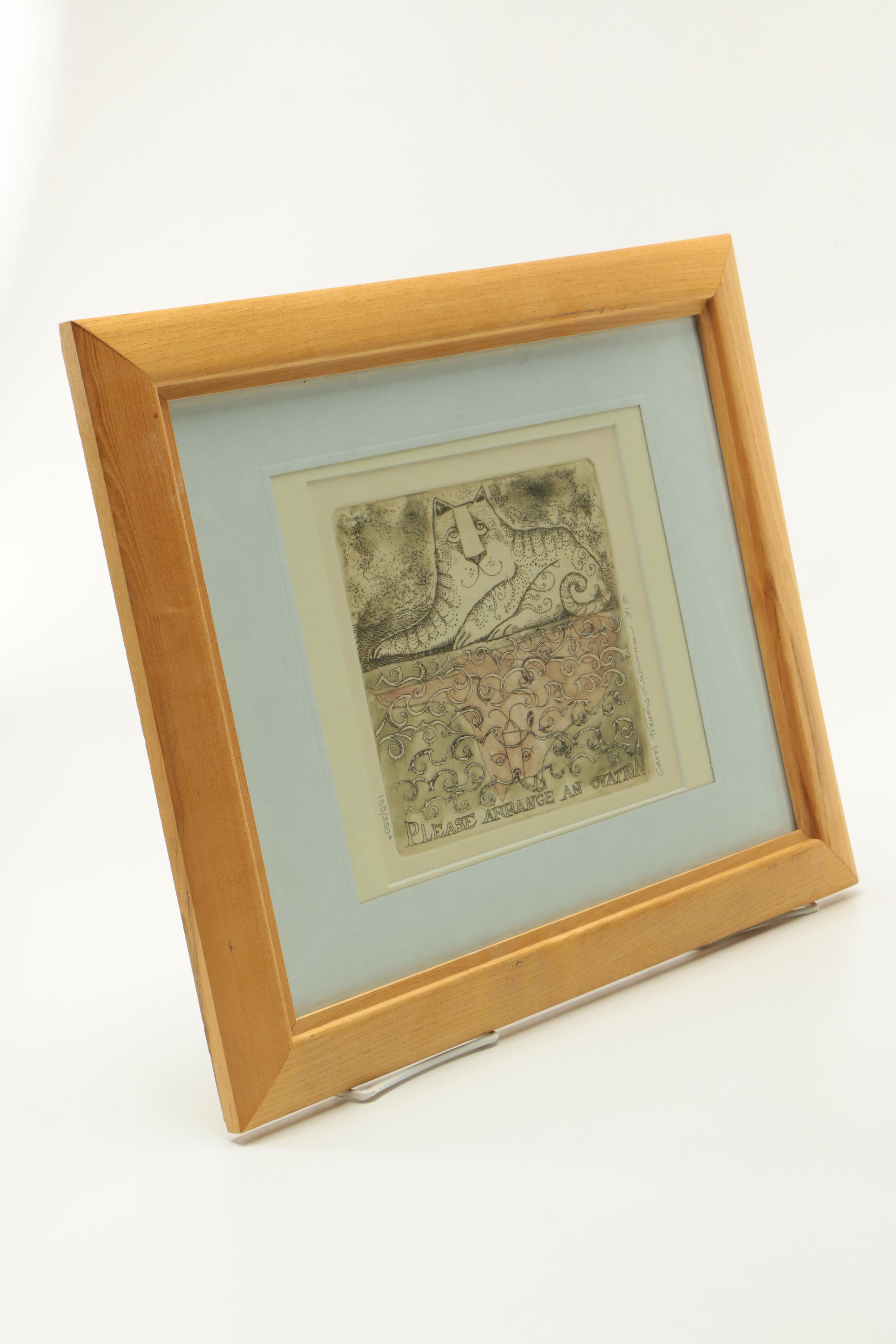 Carol Travers Lummus Limited Edition Etching "Please Arrange an Ovation"