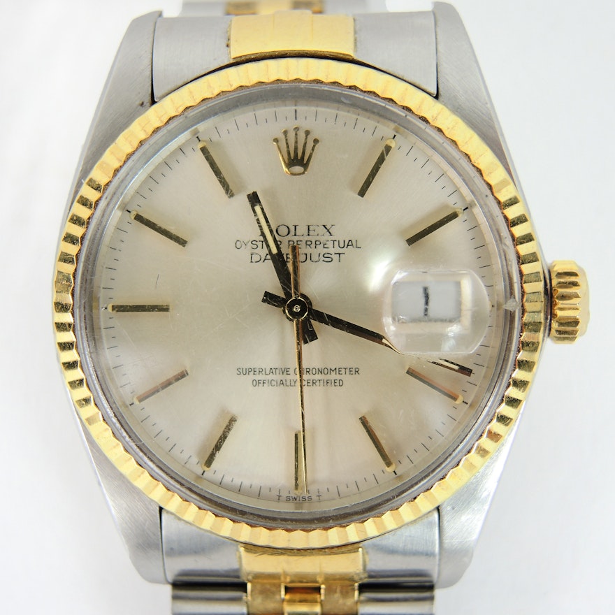 Rolex Datejust 18K Gold and Steel Automatic Wristwatch