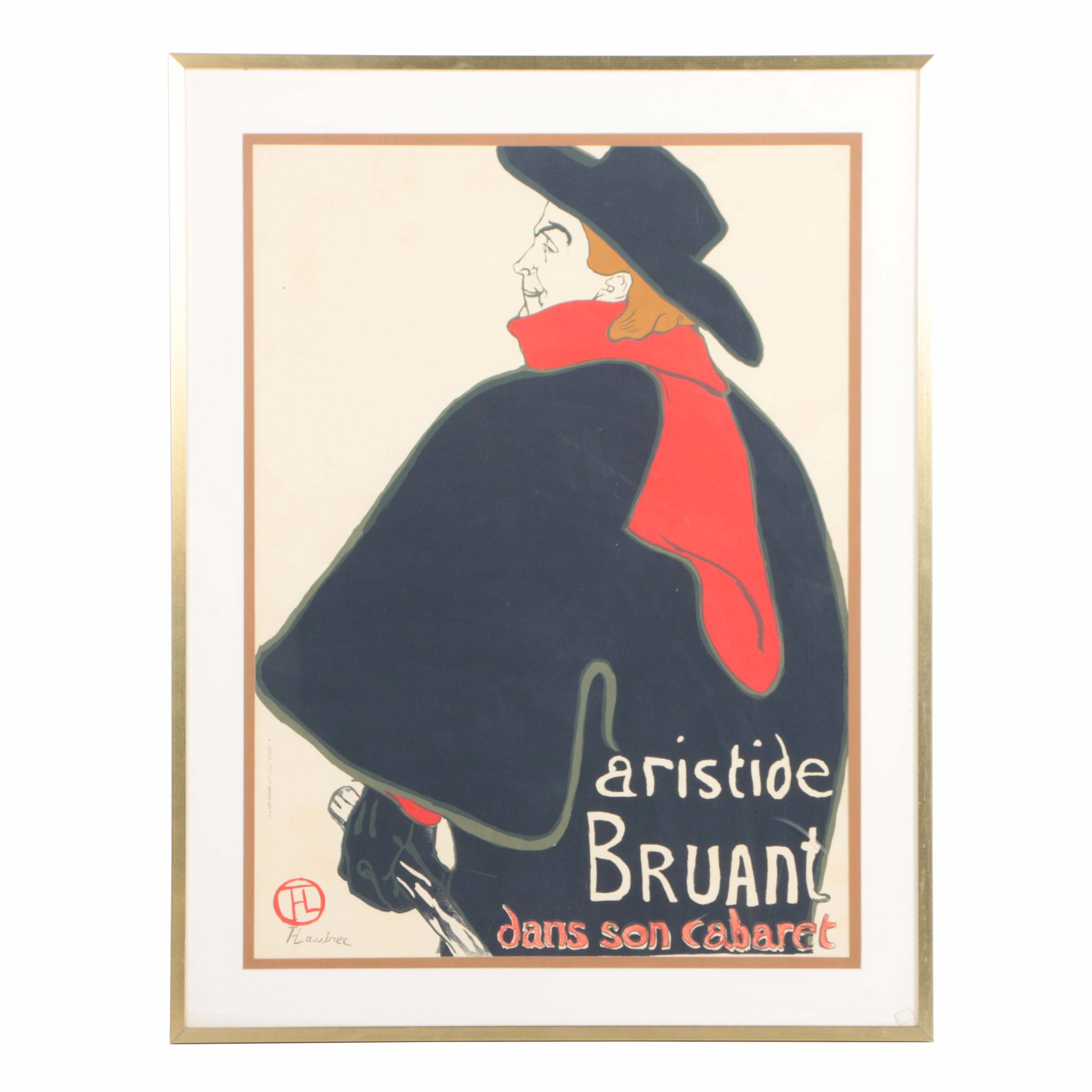 Museum Print of Henri de Toulouse-Lautrec Lithograph on Paper "Aristide Bruant Dans son Cabaret"