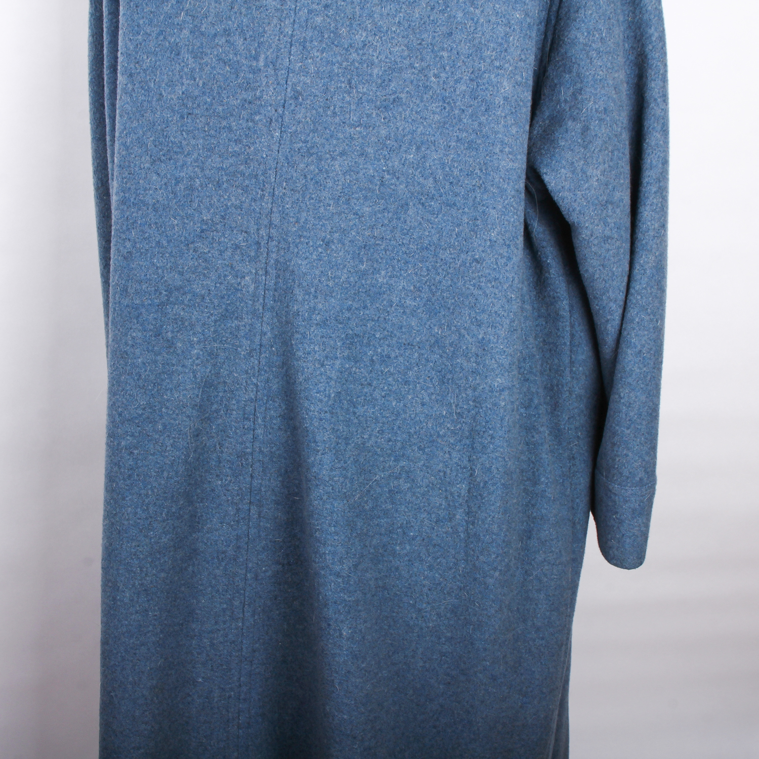 Vintage Blue Wool Coat with Fox Fur Collar