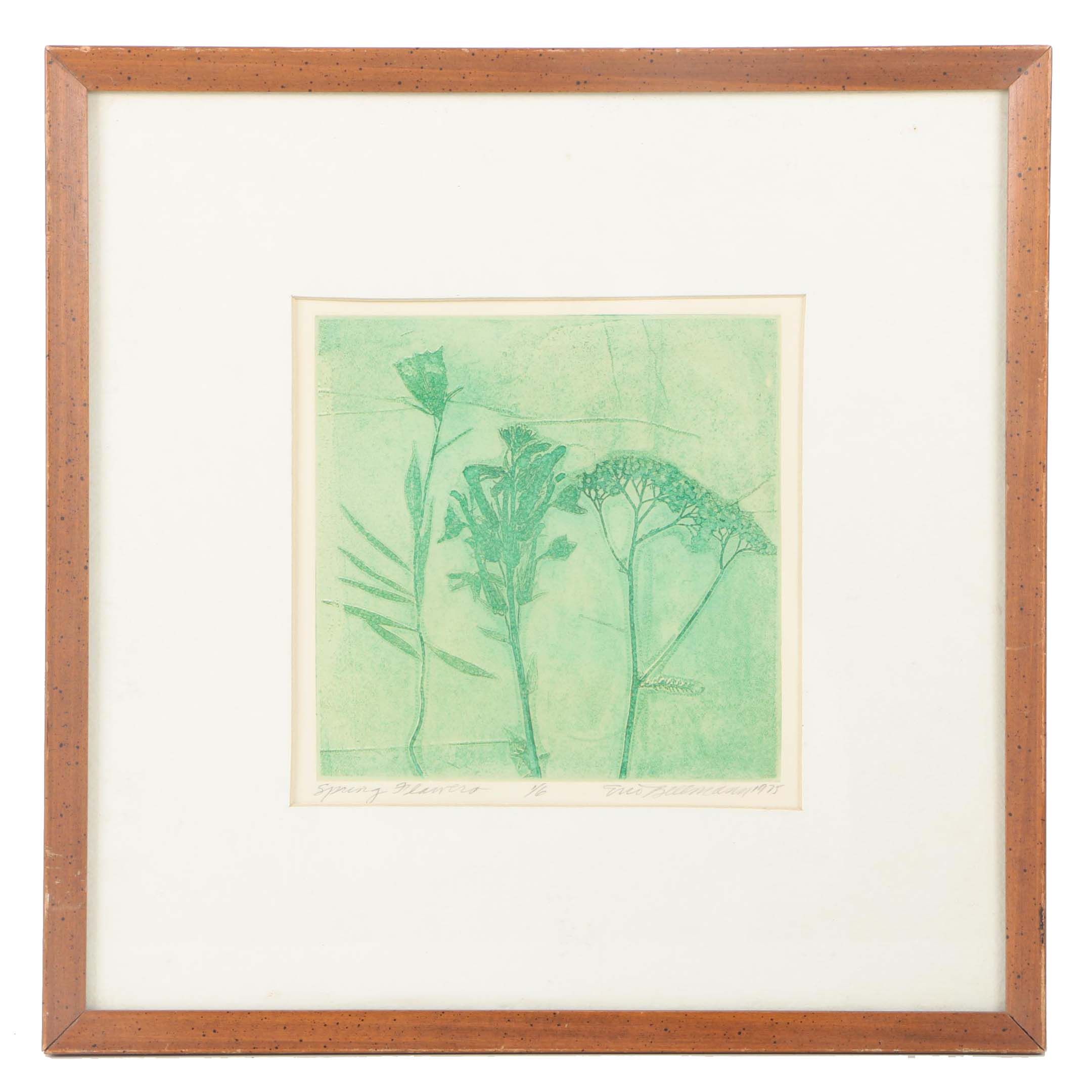 Eric L. Bellmann Intaglio Print "Spring Flowers"