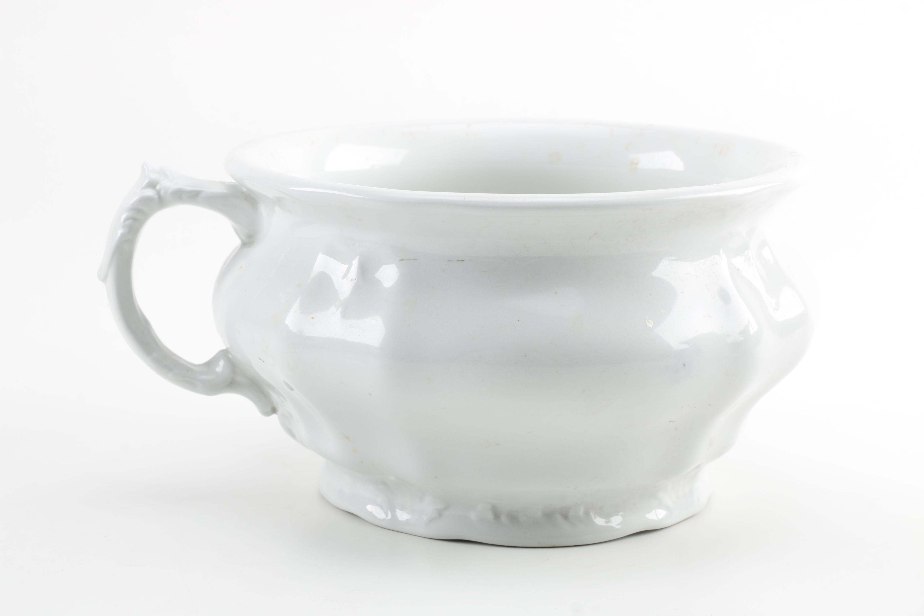 Johnson Bros. Antique Chamber Pot and Adams Ironstone Pitcher