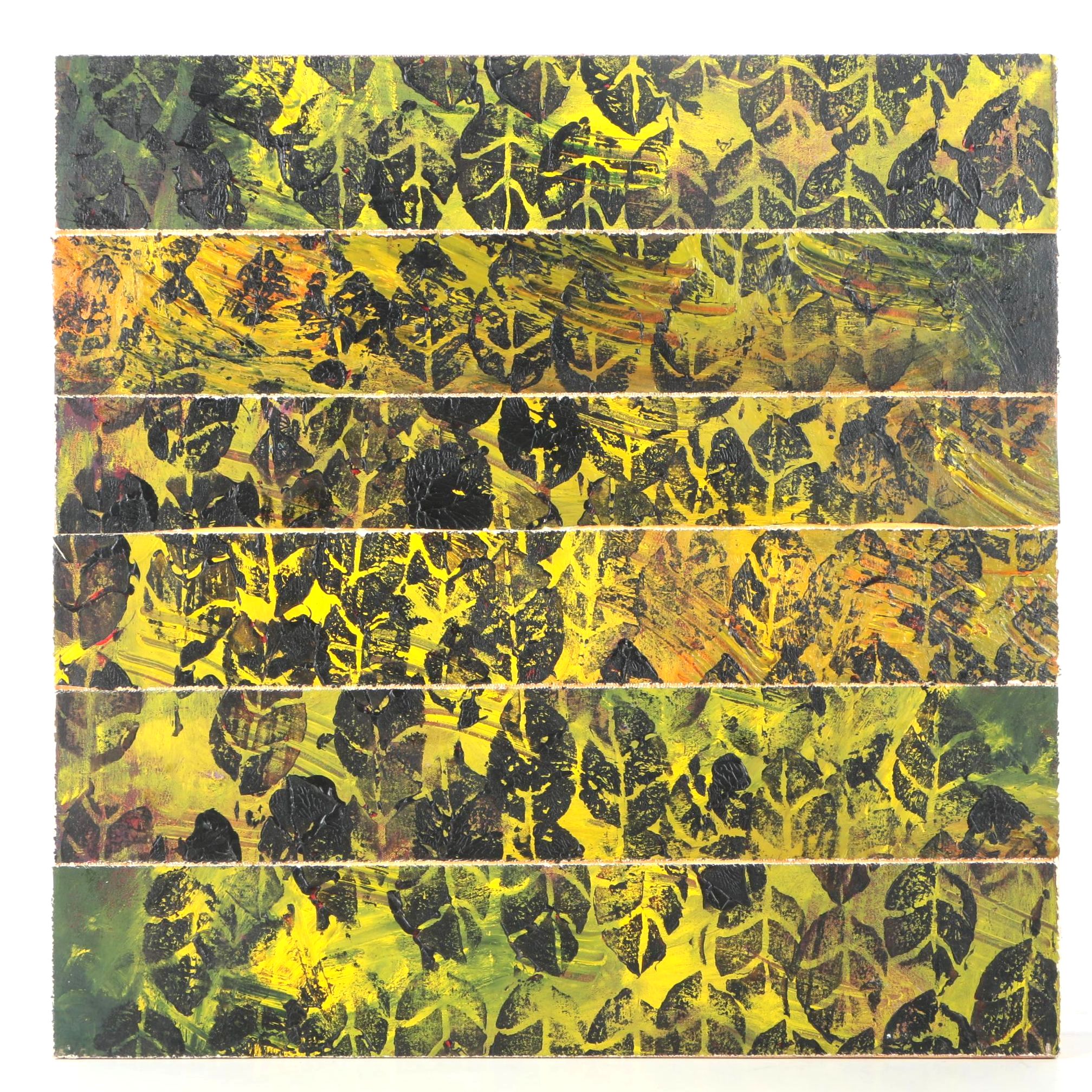 Oil Painting With Repeating Leaf Prints