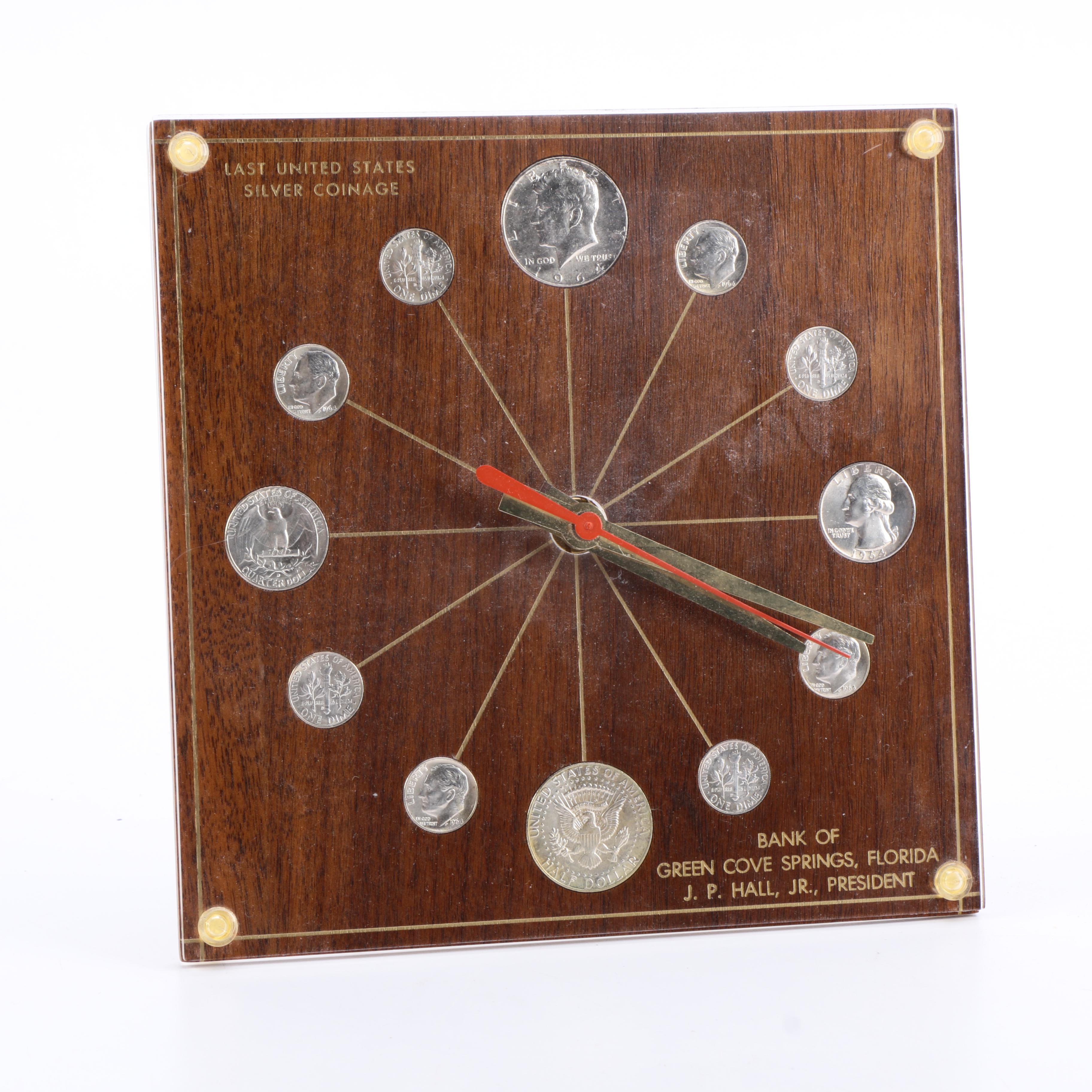 1964 Marion Kay "Last United States Silver Coinage" Desk Clock