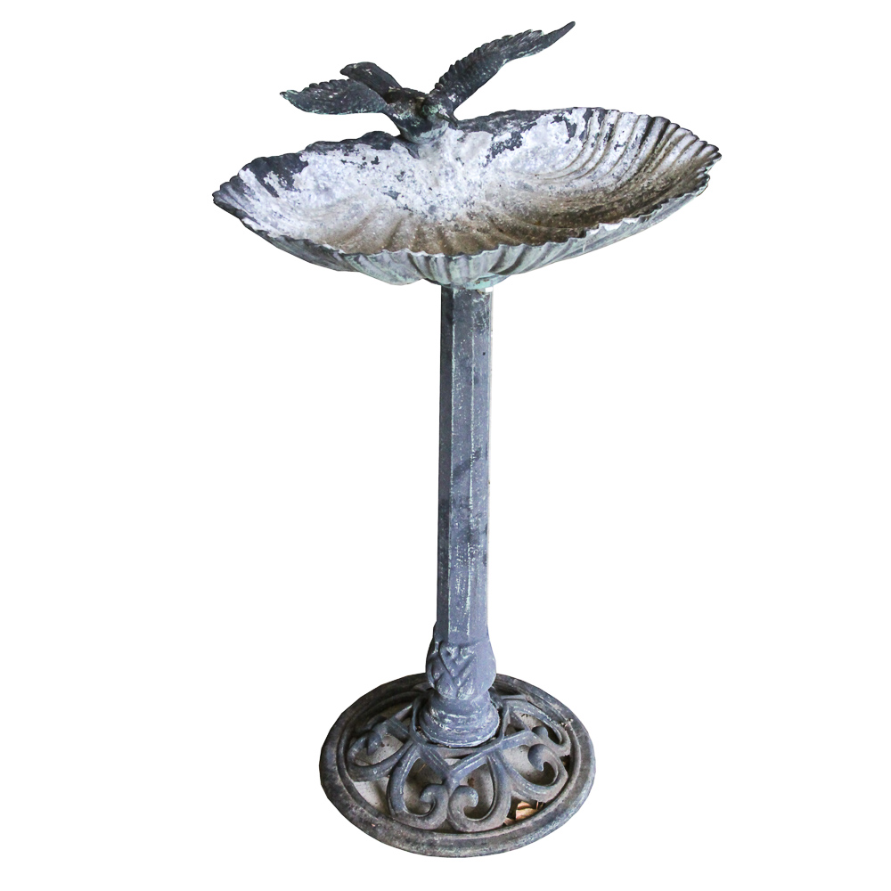 Patinated Cast Aluminum Bird Bath