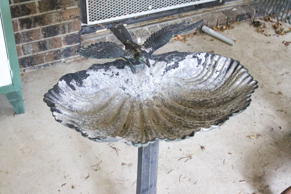 Patinated Cast Aluminum Bird Bath