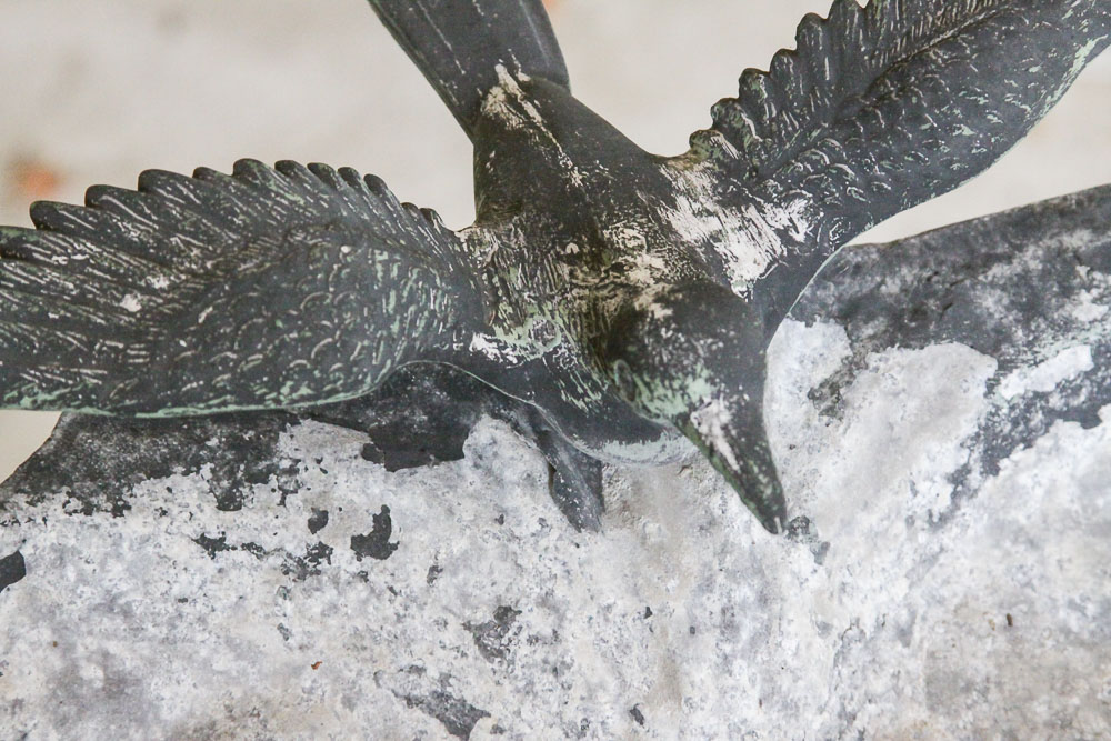 Patinated Cast Aluminum Bird Bath