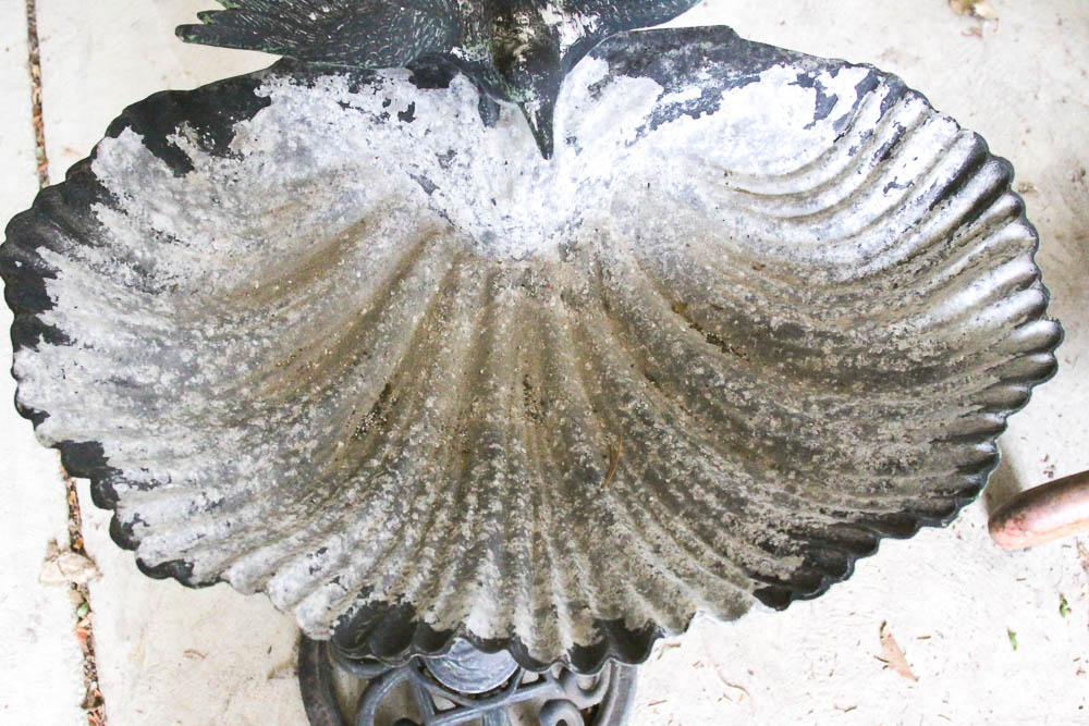 Patinated Cast Aluminum Bird Bath