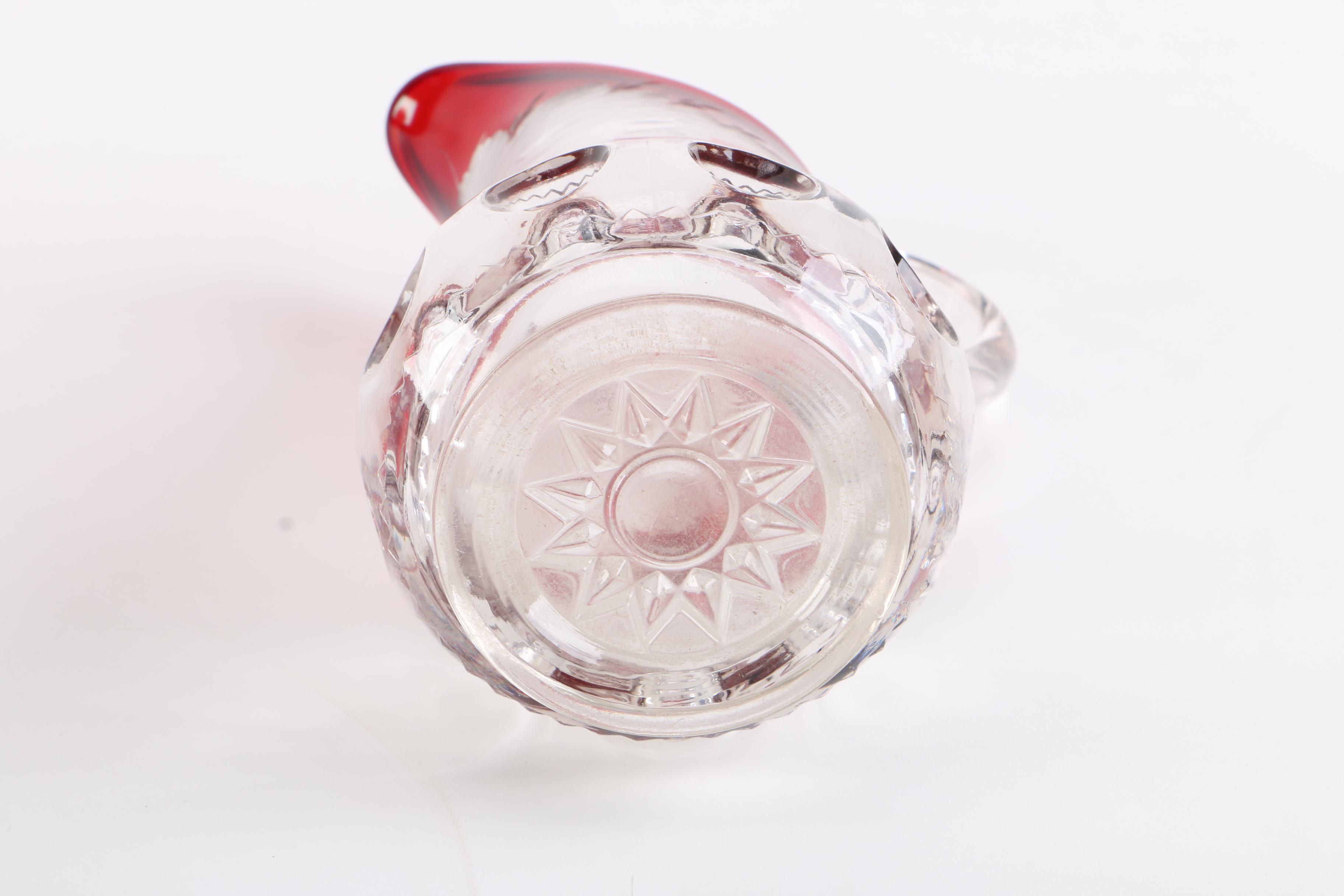 Assorted Ruby Flashed Glassware Inculding Anitque "Kings Crown"