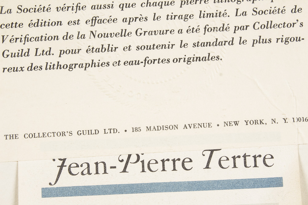 Jean-Pierre Tertre Limited Edition Lithograph on Paper